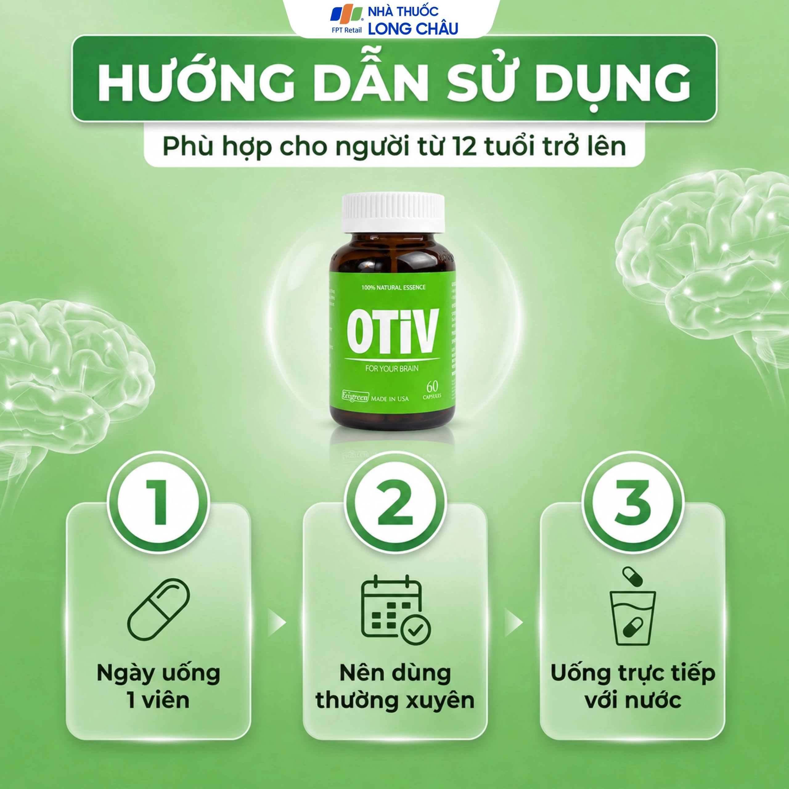 Viên uống giúp tăng cường dưỡng chất cho não Ecogreen OTiV (60 viên) 5