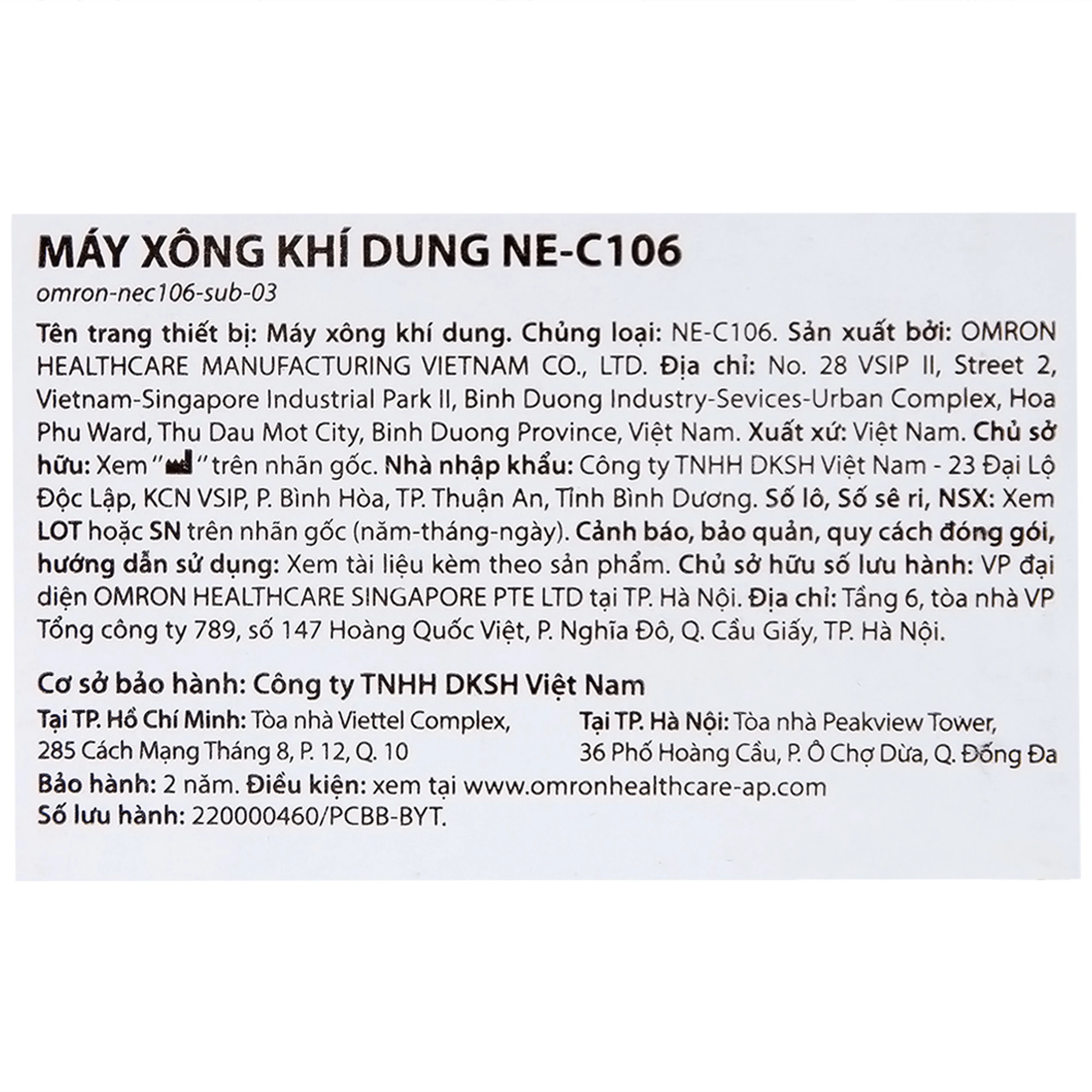 Máy xông khí dung Omron NE C106 hỗ trợ điều trị bệnh lý về đường hô hấp