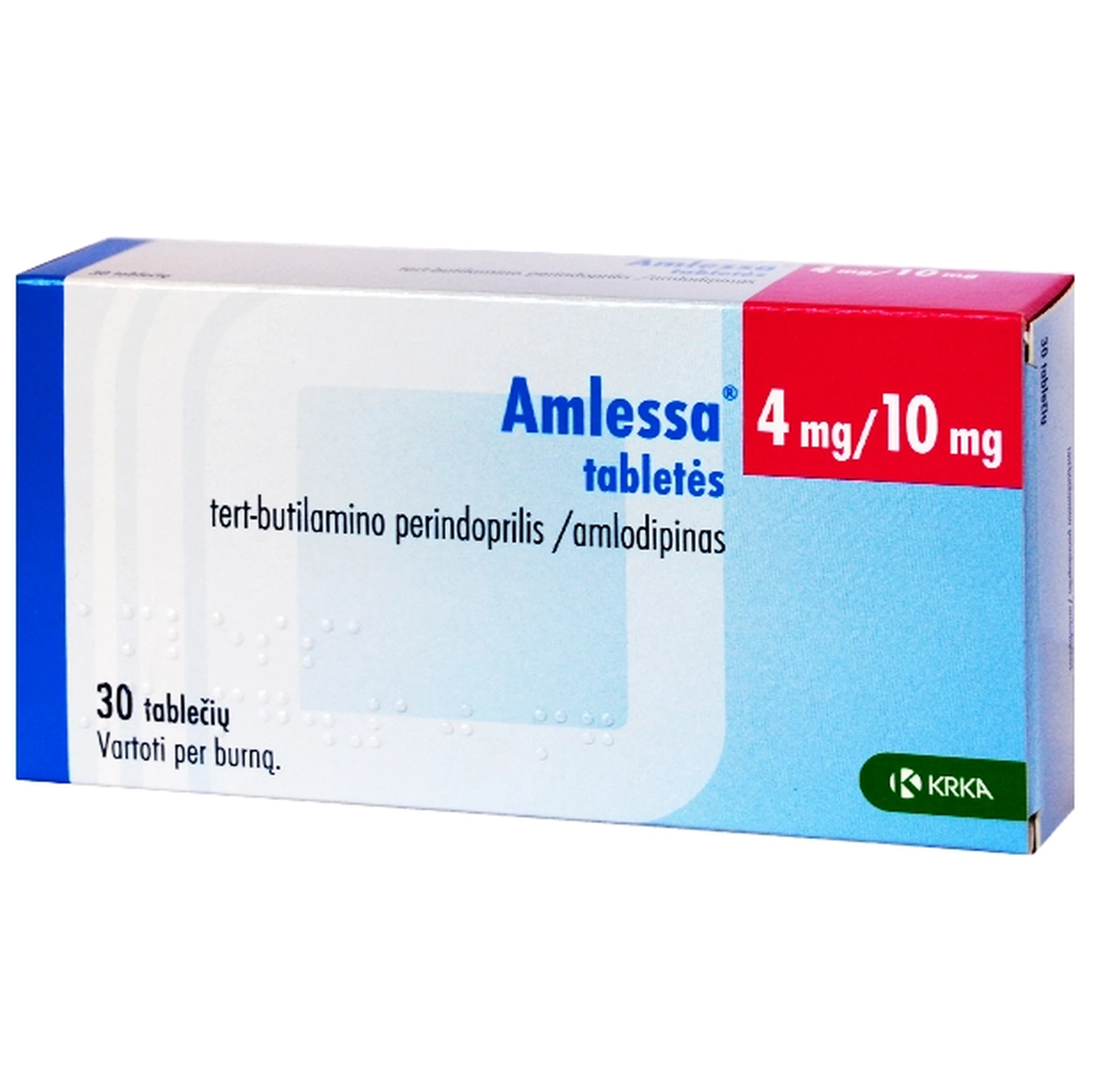 Thuốc Amlessa 4mg/10mg Krka điều trị tăng huyết áp vô căn (3 vỉ x 10 viên)
