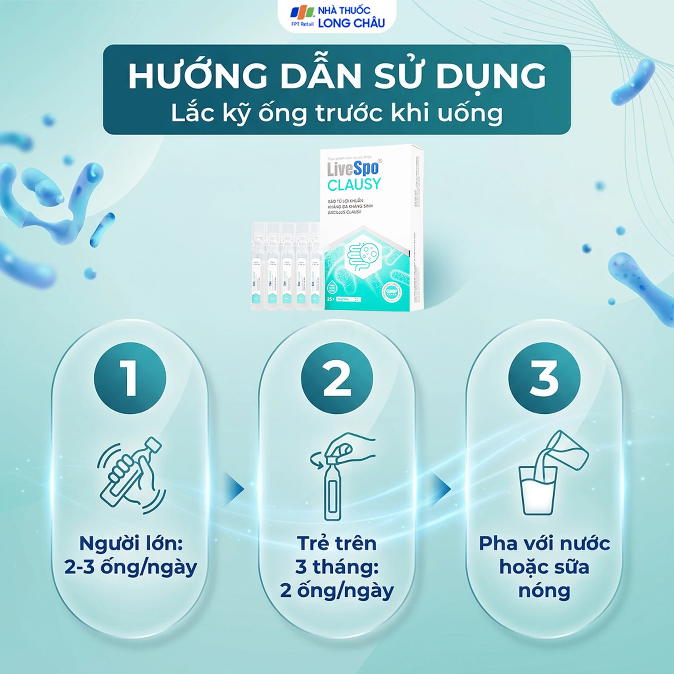 Bào tử lợi khuẩn giúp giảm rối loạn tiêu hóa, cân bằng hệ vi sinh đường ruột LiveSpo Clausy (25 ống x 5ml) 5