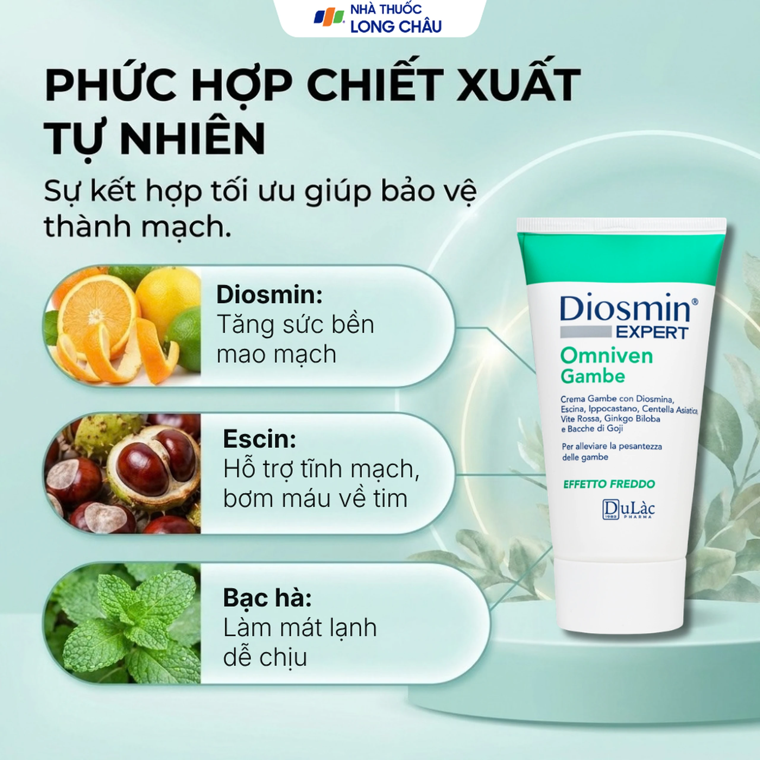 Gel bôi suy giãn tĩnh mạch chân Diosmin Expert Omniven Gambe (150ml) 3