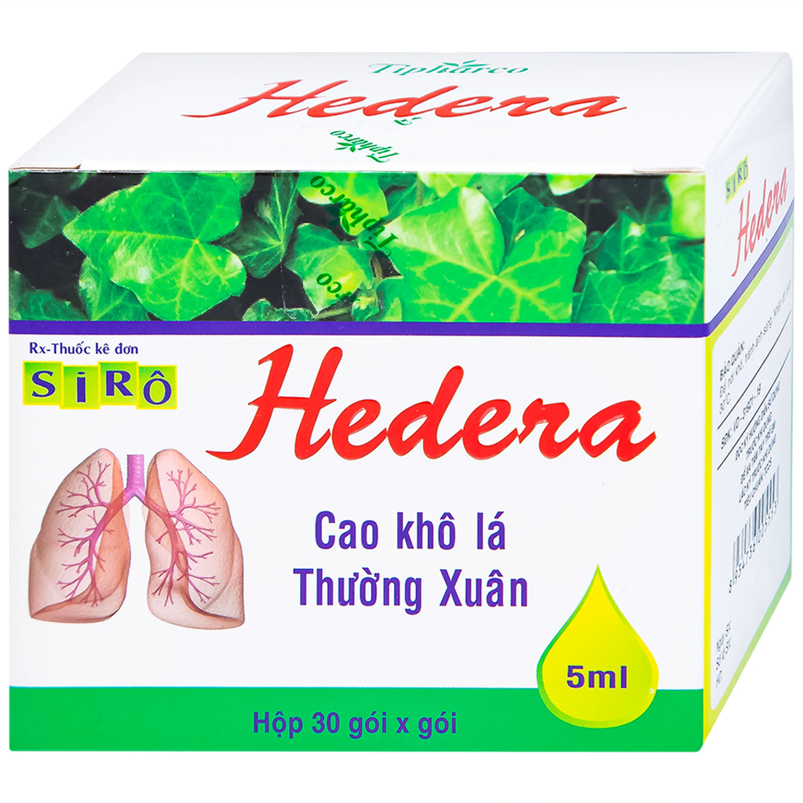 Siro Hedera Tipharco điều trị ho, viêm phế quản, viêm đường hô hấp (30 gói x 5ml)