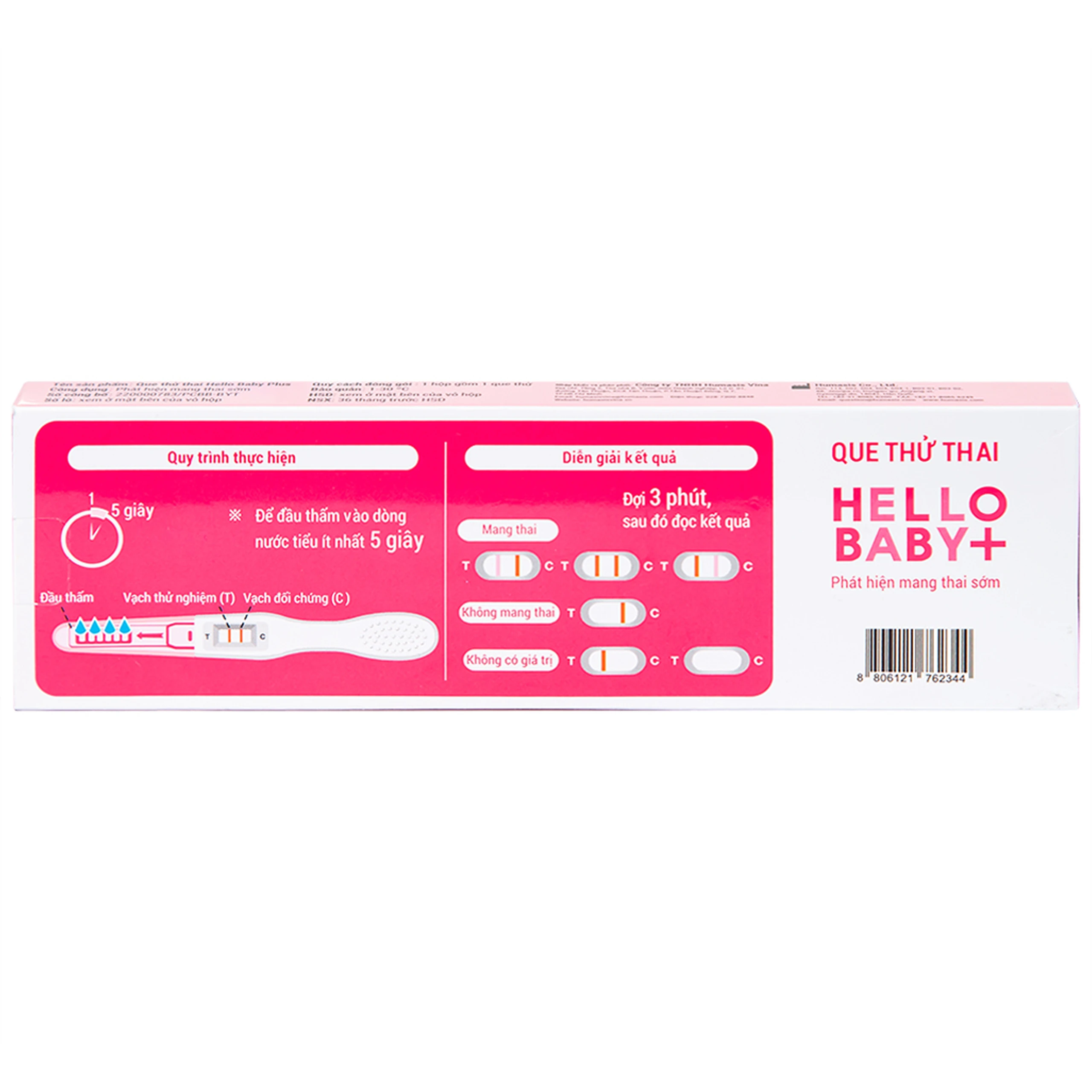 Que thử thai Humasis Hello Baby+ dạng bút giúp phát hiện sớm thai kỳ sau 7-10 ngày thụ thai