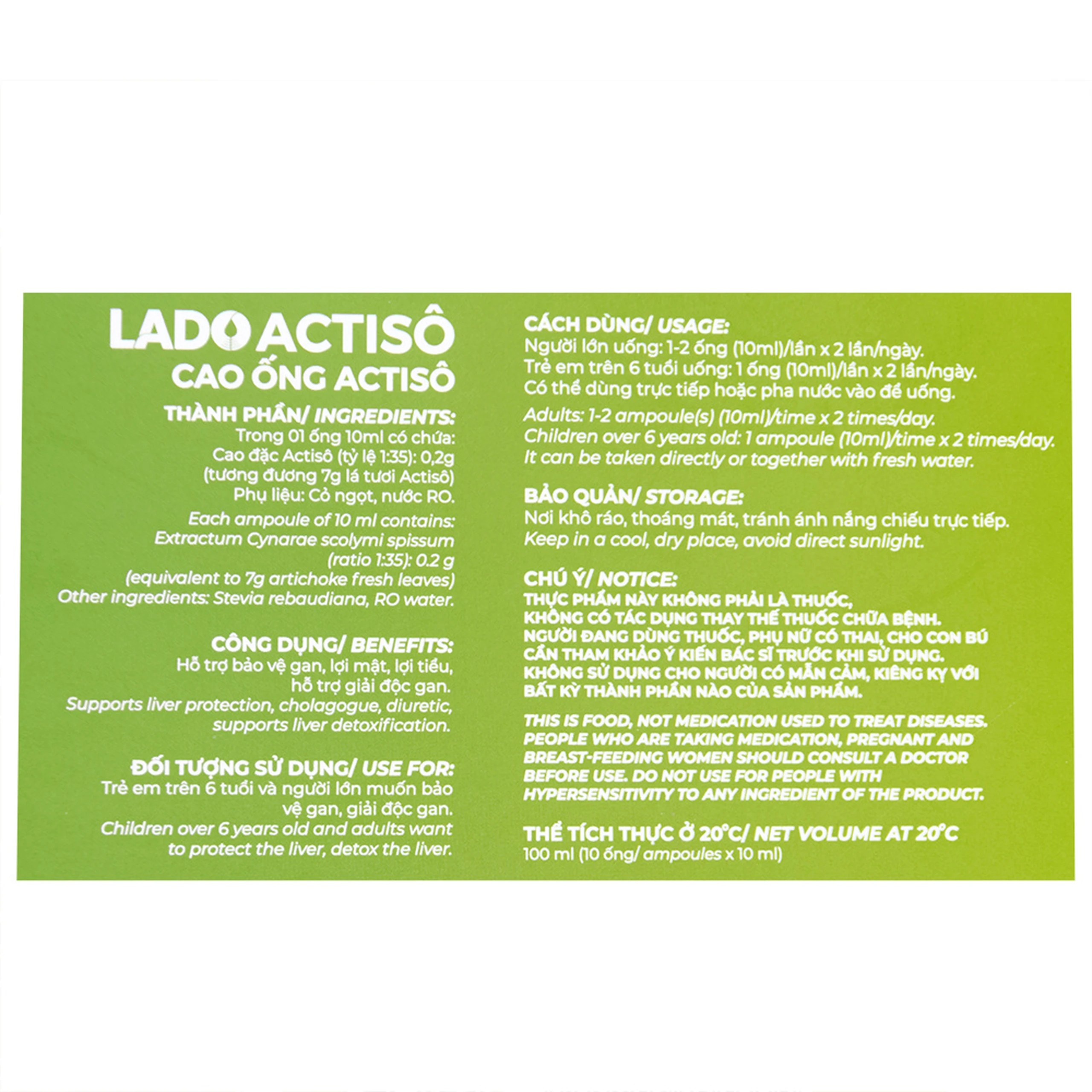 Cao Ống Actisô Ladophar (10 ống x 10ml)