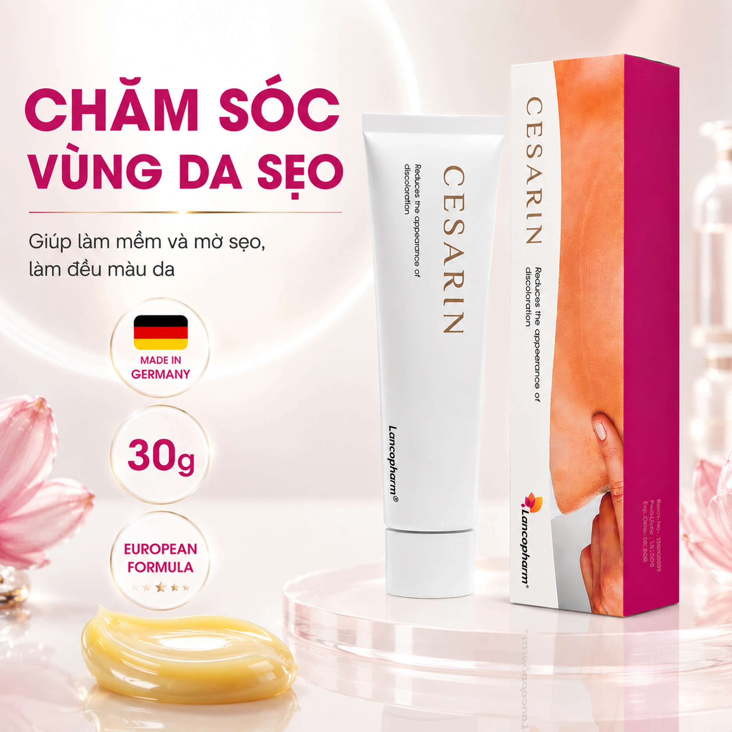 Kem bôi mờ sẹo sau phẫu thuật Cesarin Ointment Lancopharm 30g 4