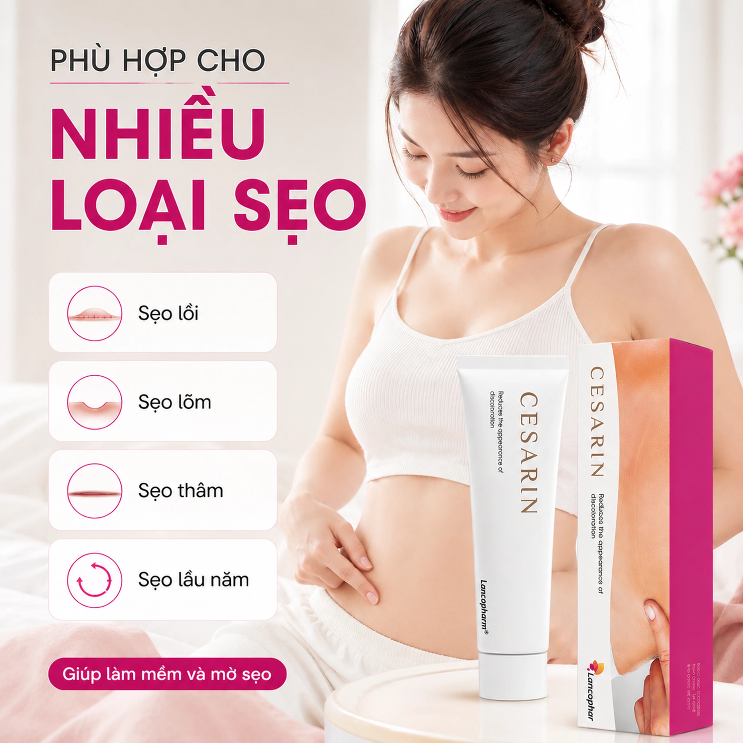 Kem bôi mờ sẹo sau phẫu thuật Cesarin Ointment Lancopharm 30g 5