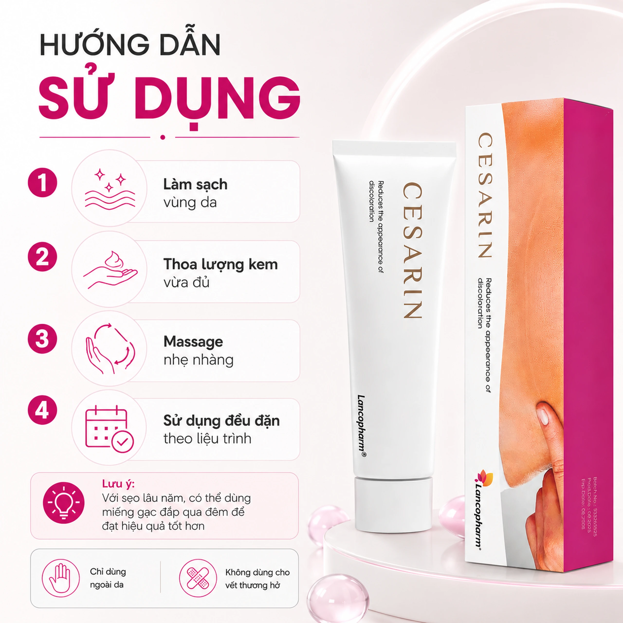 Kem bôi mờ sẹo sau phẫu thuật Cesarin Ointment Lancopharm 30g 7