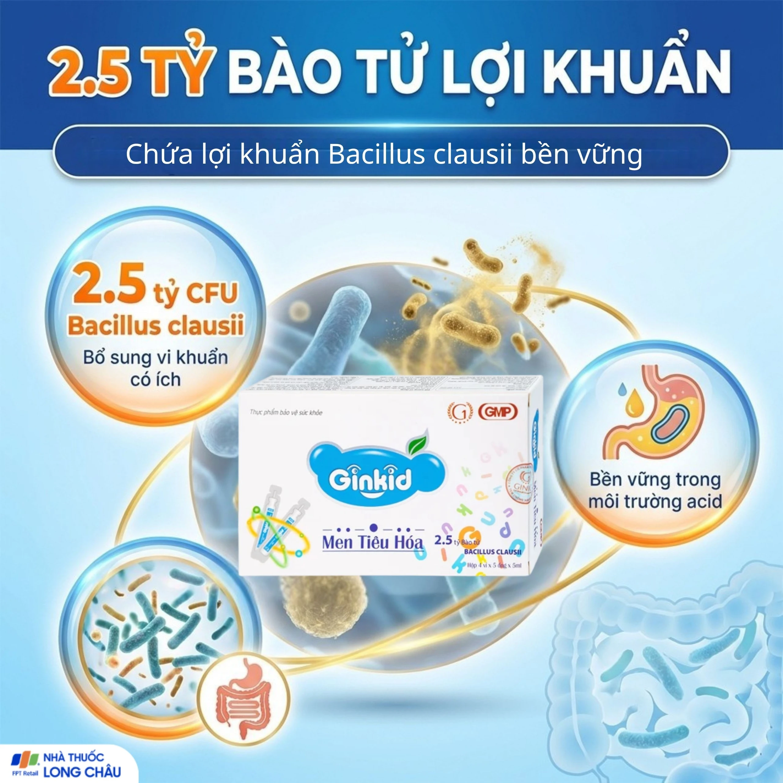 Men Tiêu Hoá Ginkid bổ sung lợi khuẩn, giảm đầy bụng, khó tiêu, chướng bụng (4 vỉ x 5 ống x 5ml) 3