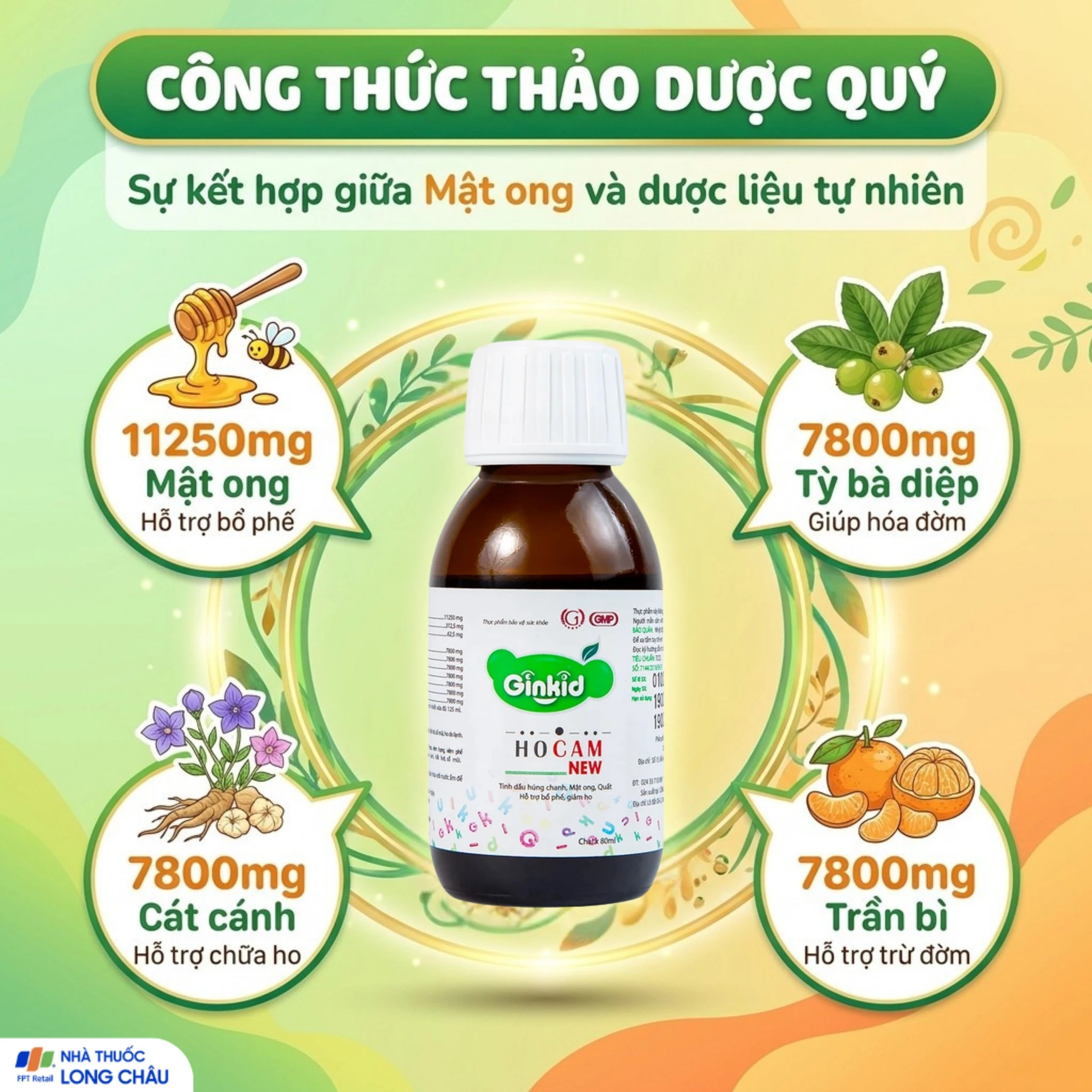 Siro hỗ trợ bổ phế, giảm ho, nhuận phế Ginkid Ho Cam NEW (80ml) 3