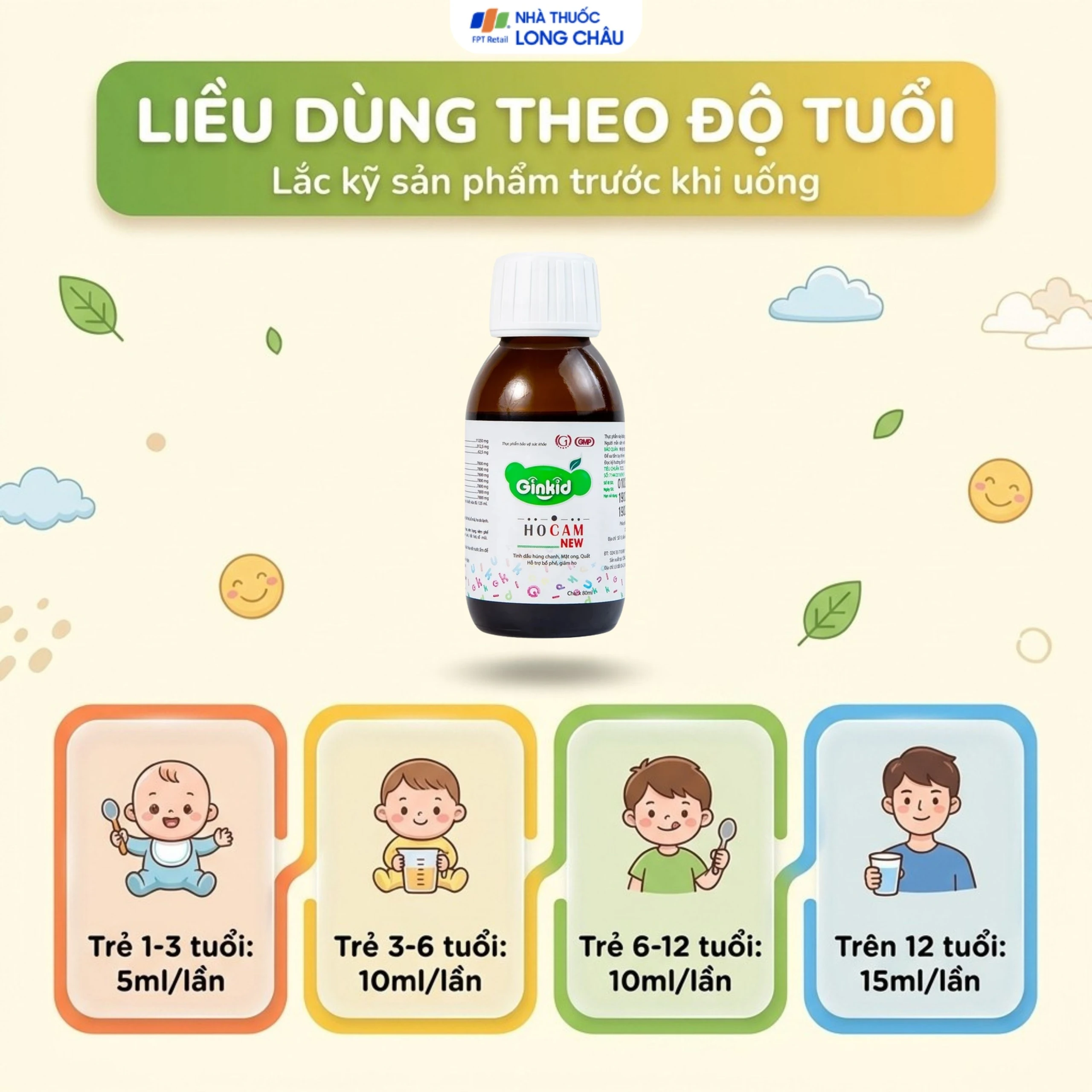 Siro hỗ trợ bổ phế, giảm ho, nhuận phế Ginkid Ho Cam NEW (80ml) 5
