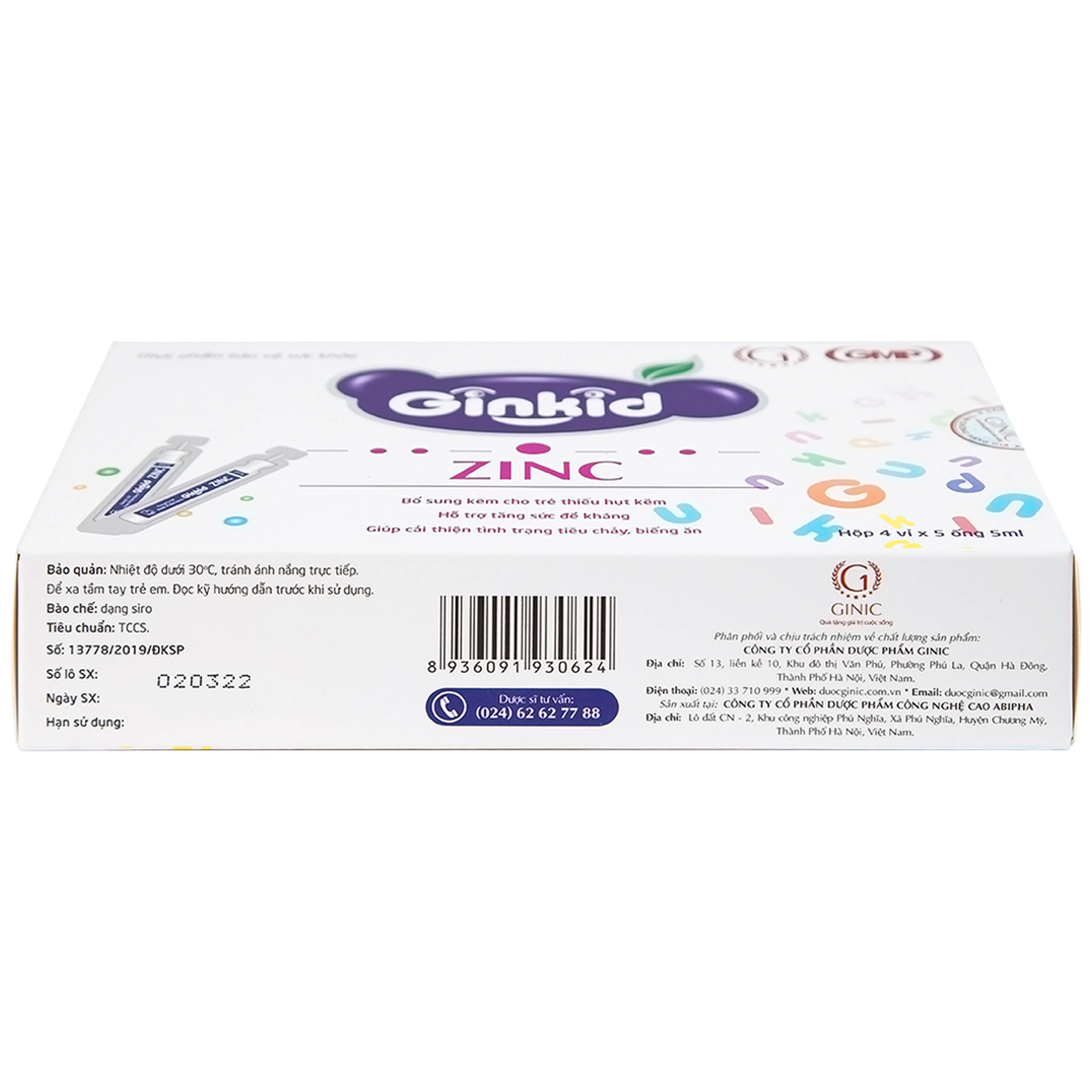Siro Ginkid ZinC bổ sung kẽm hỗ trợ tăng sức đề kháng (4 vỉ x 5 ống x 5ml)