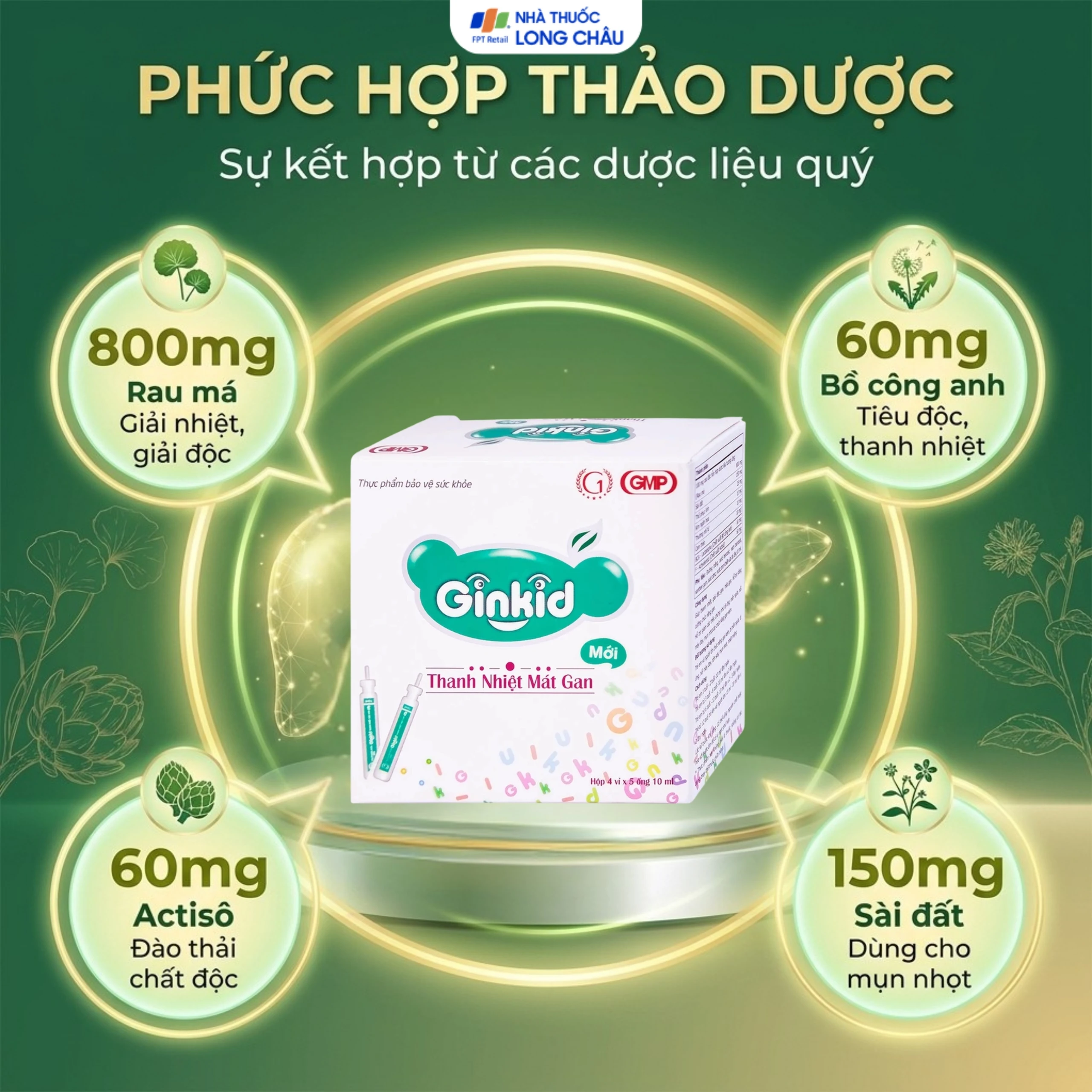 Siro Ginkid thanh nhiệt mát gan giúp giải độc gan, mát gan (4 vỉ x 5 ống x 10ml) 3