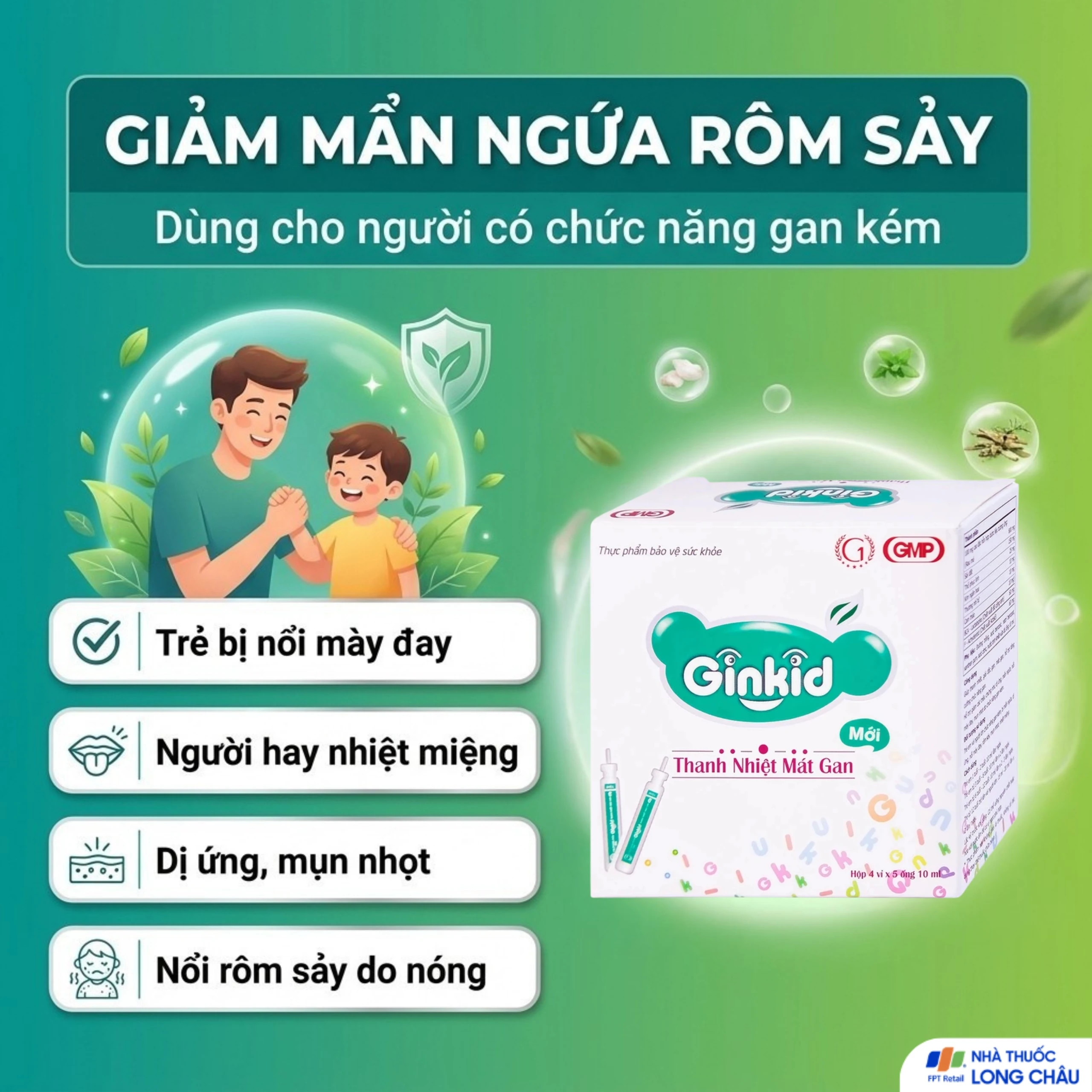 Siro Ginkid thanh nhiệt mát gan giúp giải độc gan, mát gan (4 vỉ x 5 ống x 10ml) 4
