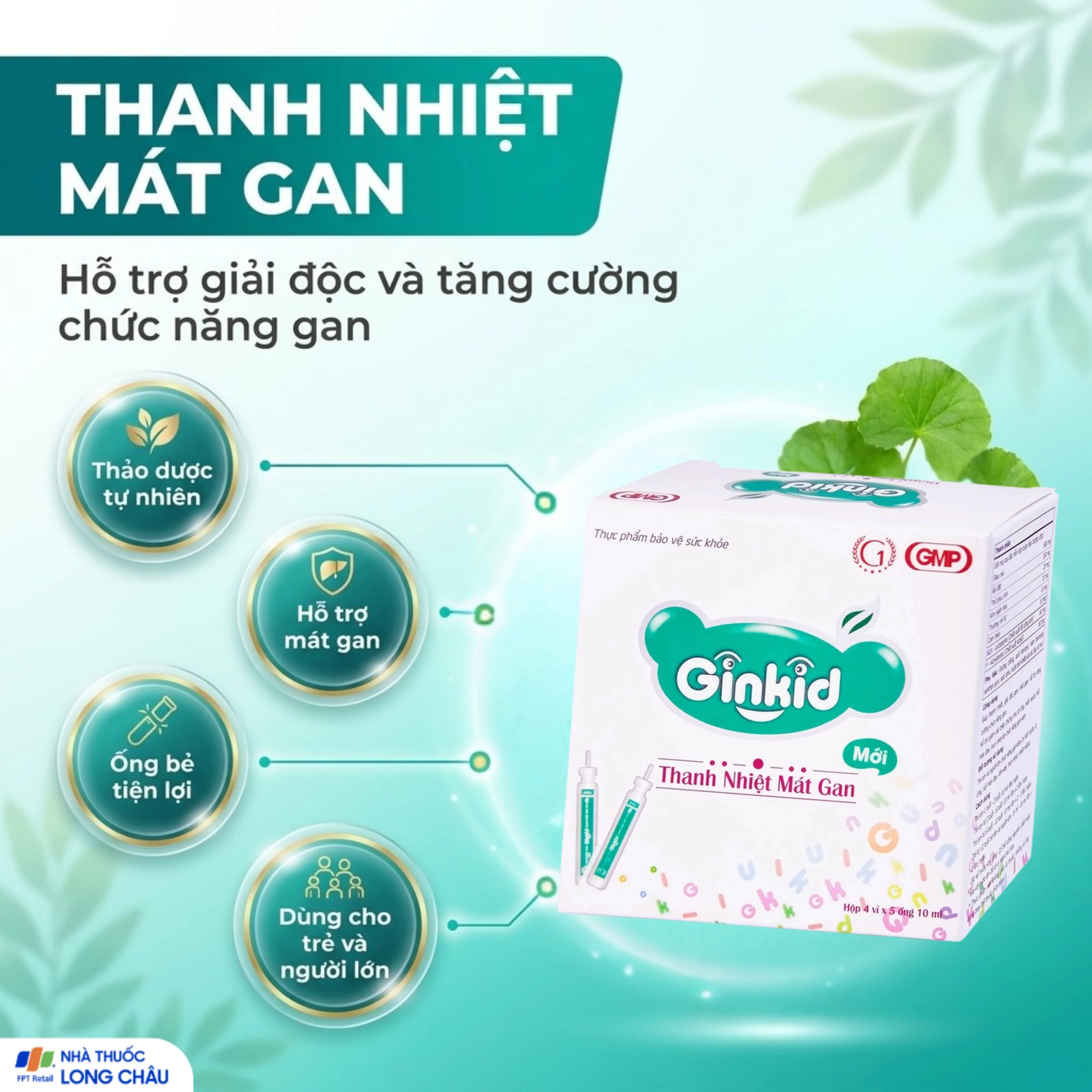 Siro Ginkid thanh nhiệt mát gan giúp giải độc gan, mát gan (4 vỉ x 5 ống x 10ml) 2