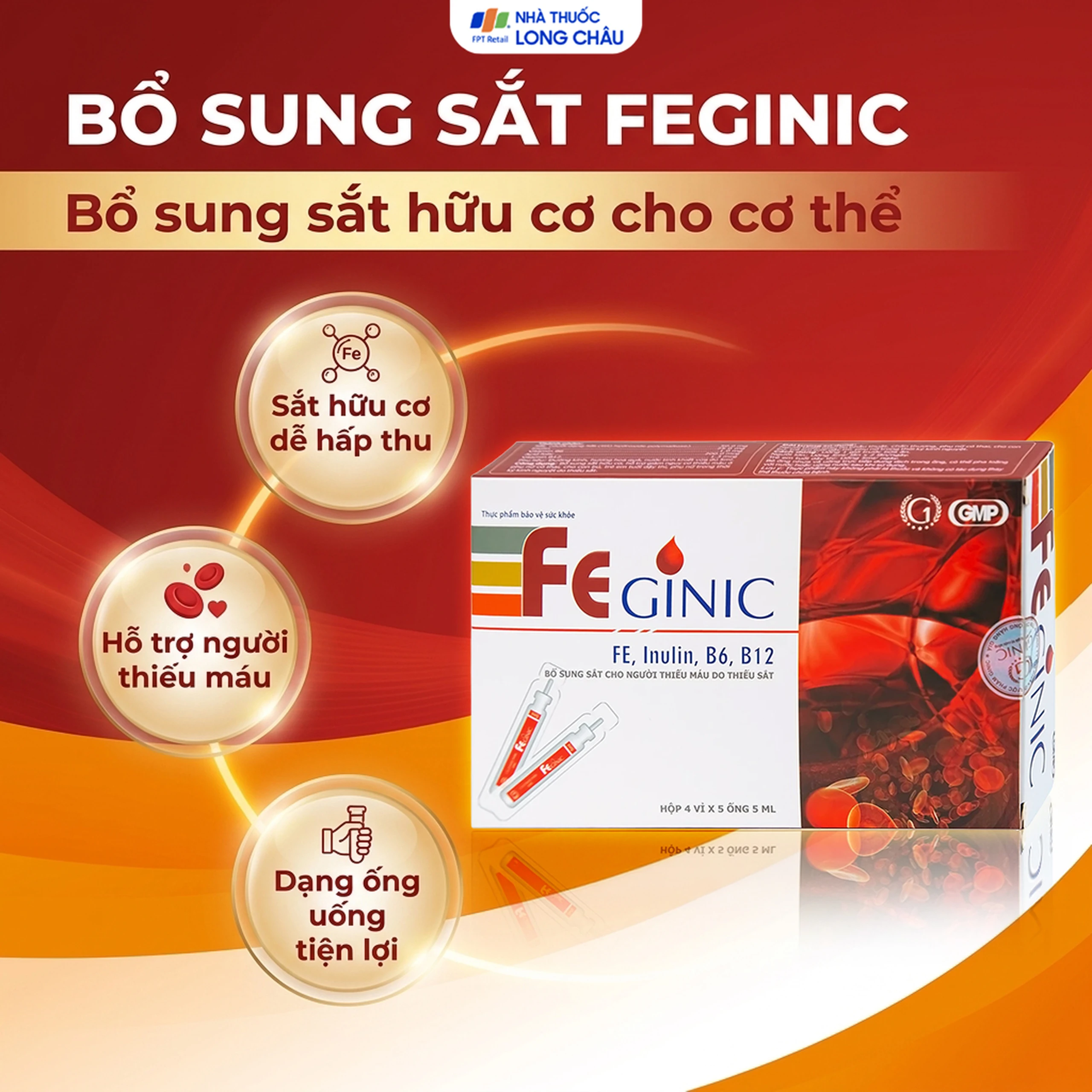 Dung dịch Feginic bổ sung sắt cho người thiếu máu do thiếu sắt (4 vỉ x 5 ống x 5ml) 2