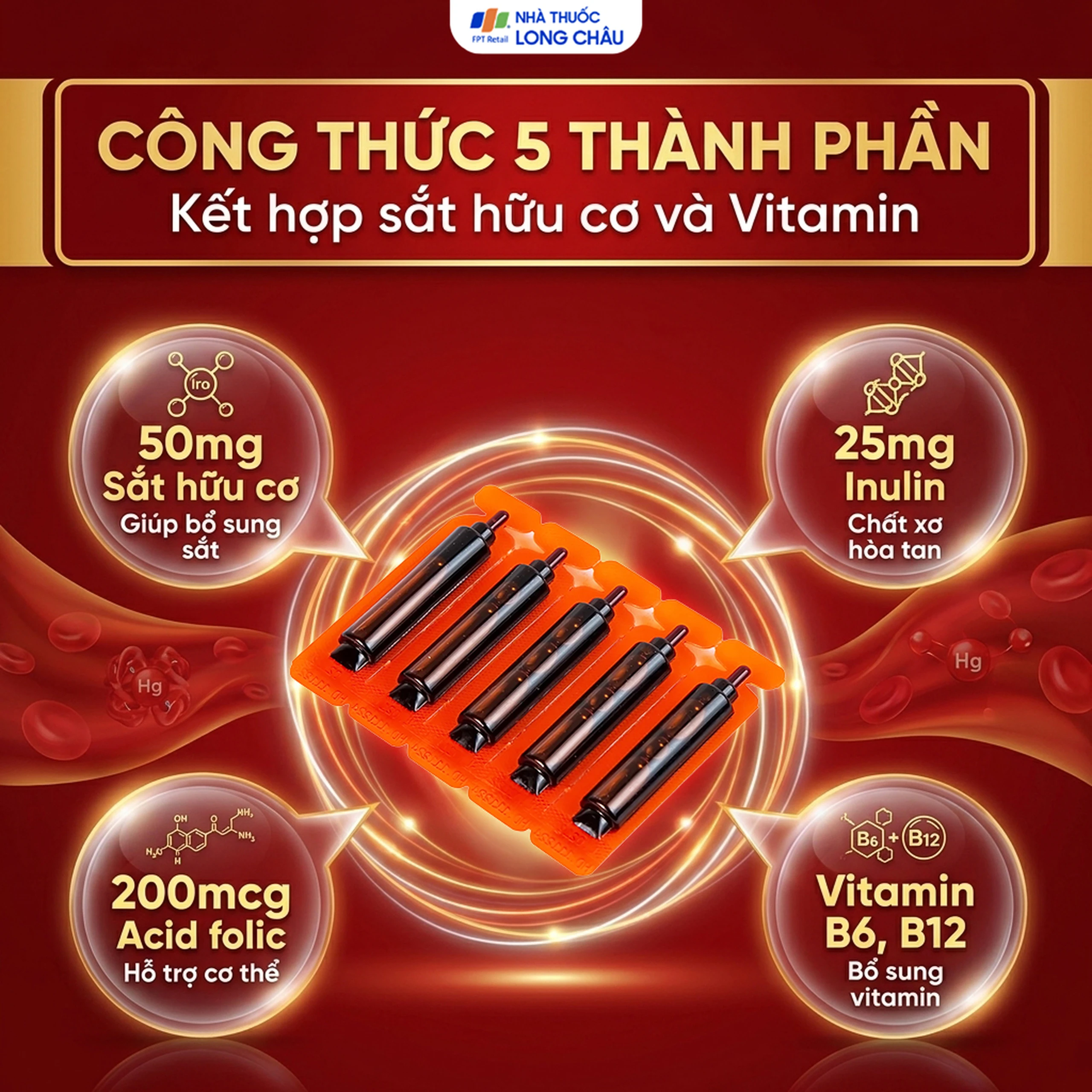 Dung dịch Feginic bổ sung sắt cho người thiếu máu do thiếu sắt (4 vỉ x 5 ống x 5ml) 3