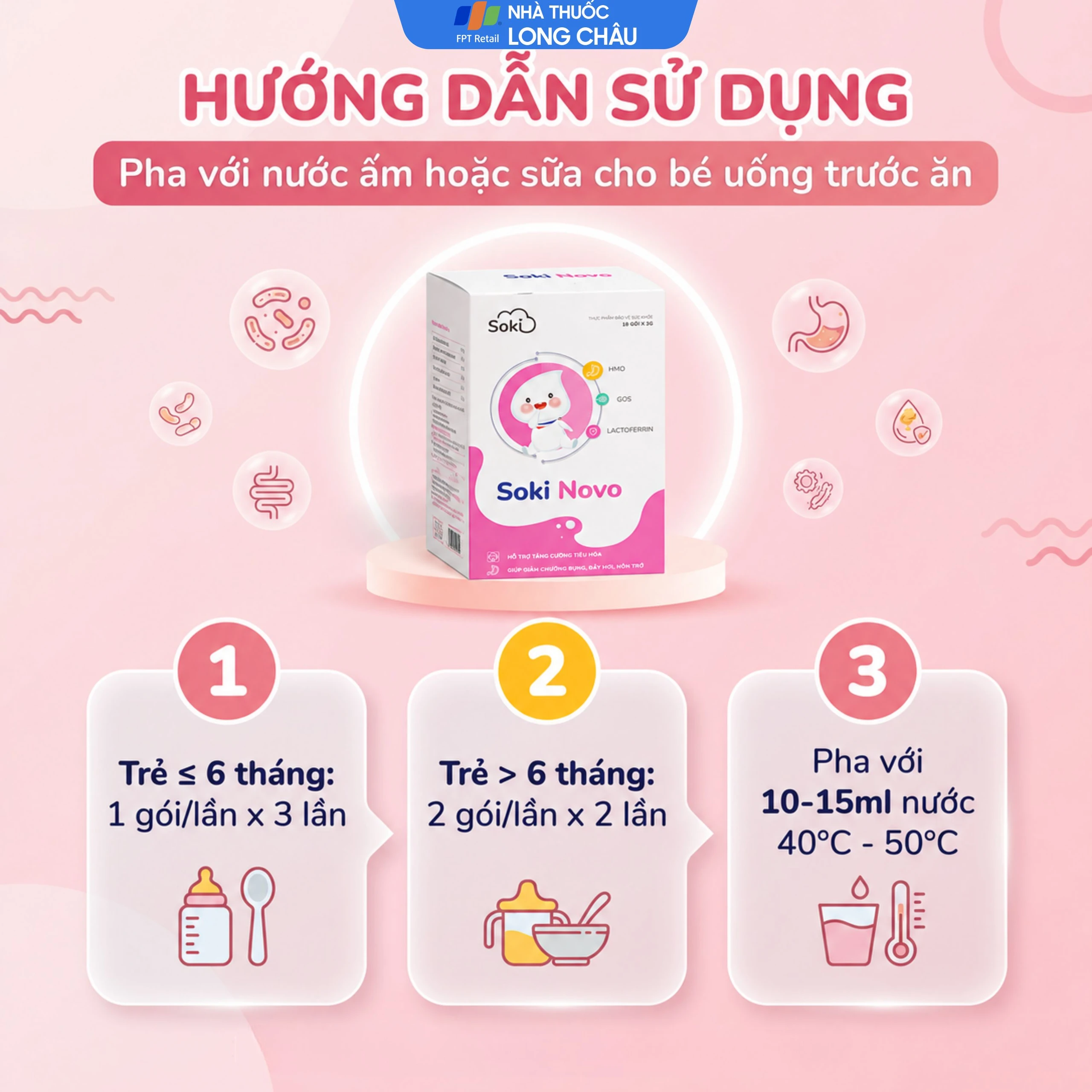 Bột hòa tan hỗ trợ giảm chướng bụng, đầy hơi, nôn trớ, khó tiêu cho trẻ Soki Novo (18 gói x 3g) 5