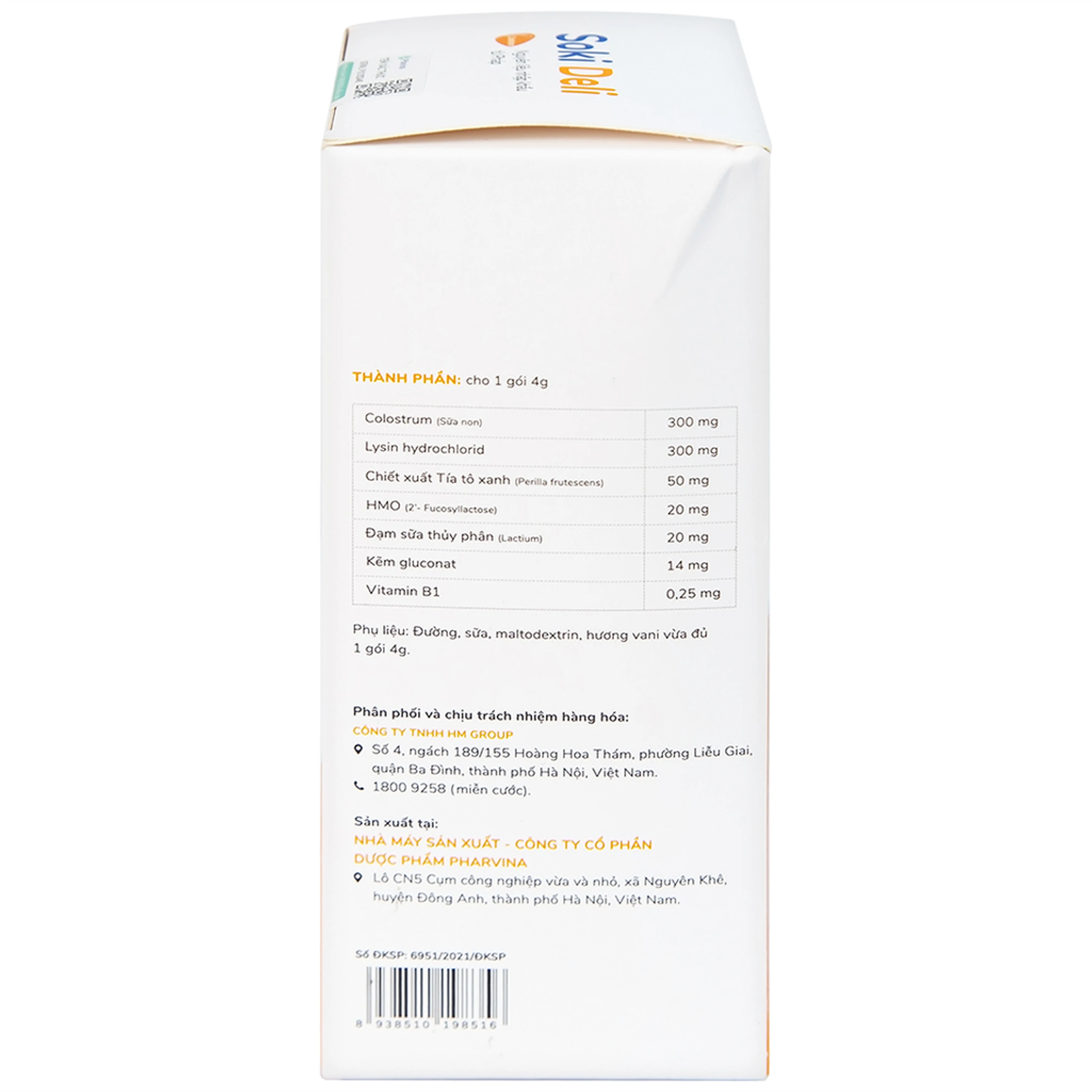 Bột hòa tan giúp ăn ngon miệng, tăng cường tiêu hóa, cải thiện tình trạng biếng ăn Soki Deli (18 gói x 4g)