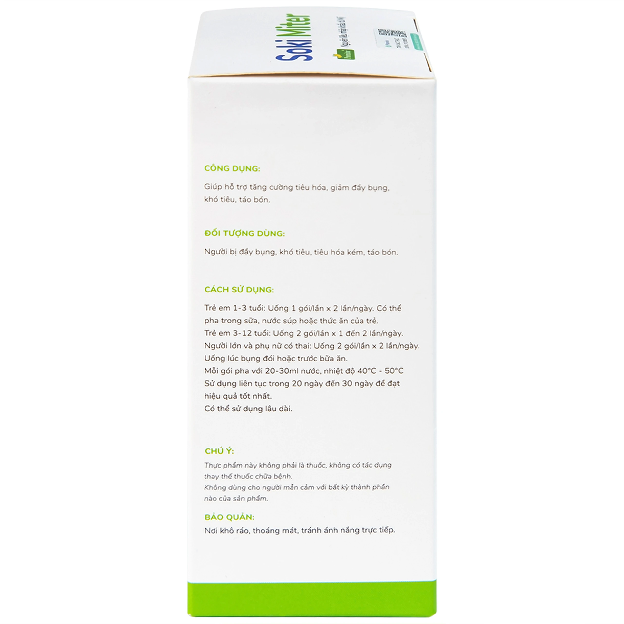 Bột hòa tan hỗ trợ tăng cường tiêu hóa, giảm đầy bụng, khó tiêu, táo bón Soki Miter (20 gói x 6g)