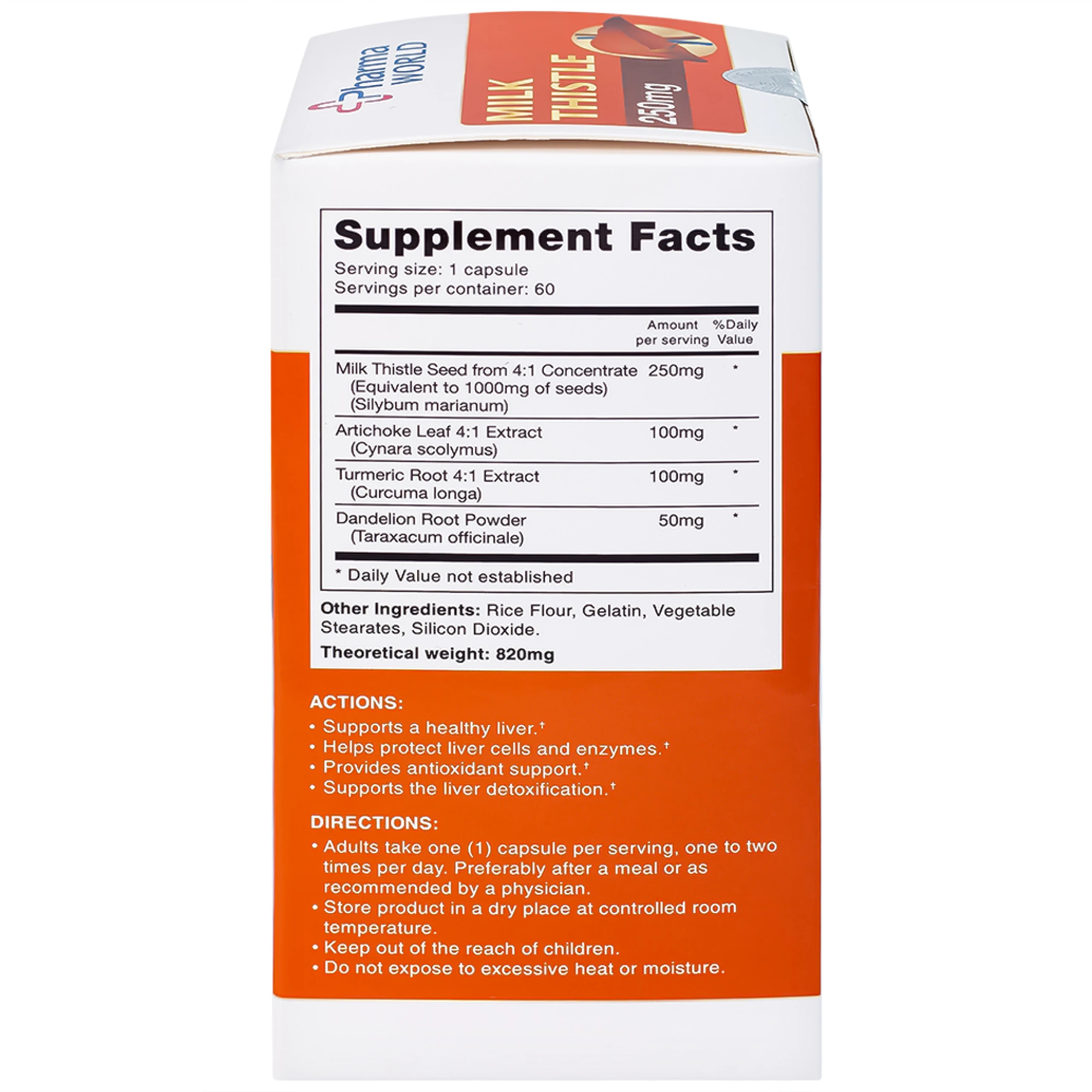 Viên uống hỗ trợ giải độc gan, giúp bảo vệ gan Milk Thistle Pharma World (60 viên)