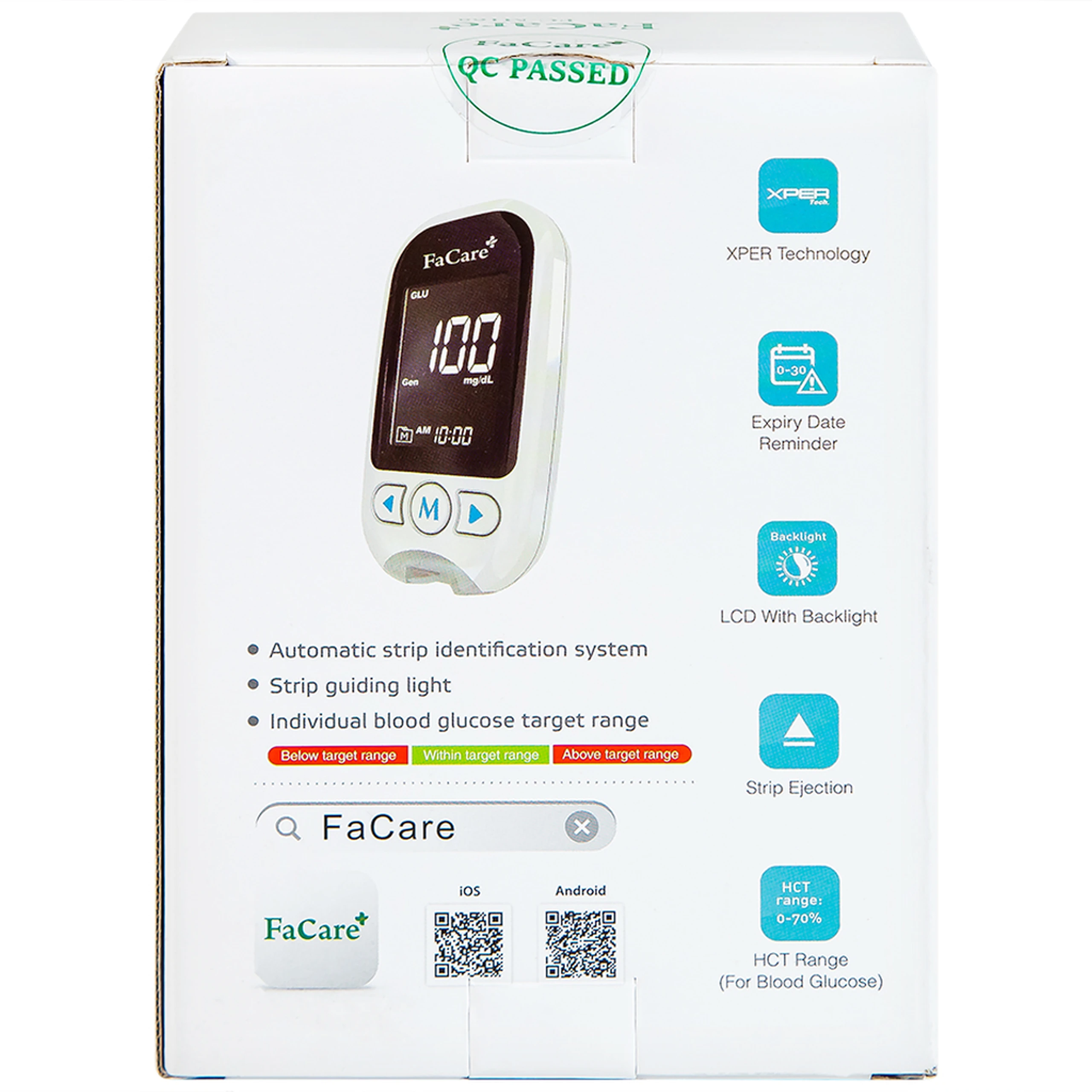Máy đo 5 in 1 Facare FC-M168 (bluetooth) hỗ trợ đo đường huyết, Cholesterol, Acid Uric