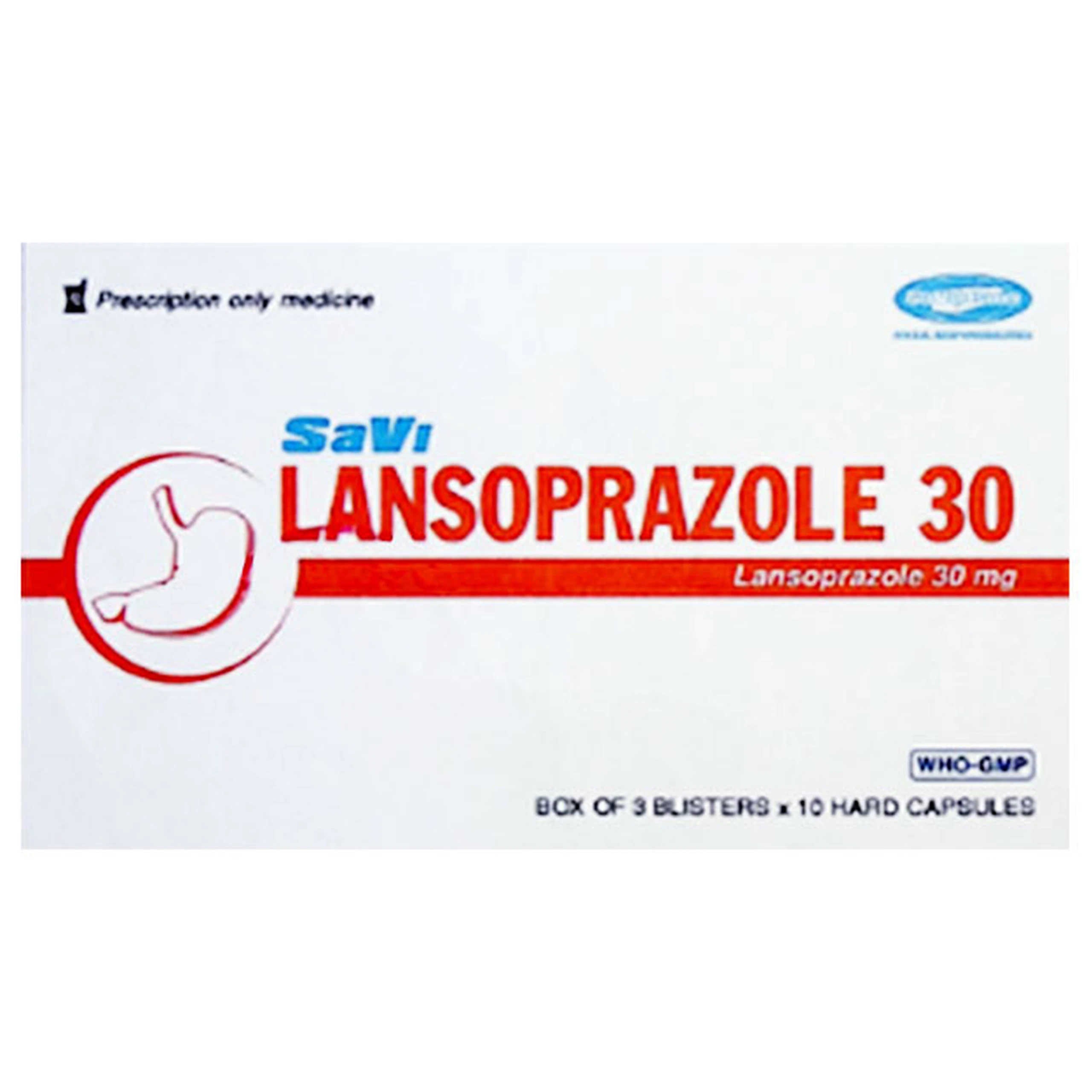 Thuốc Savi Lansoprazole 30 Savi điều trị viêm thực quản có trợt loét do trào ngược dạ dày (3 vỉ x 10 viên)