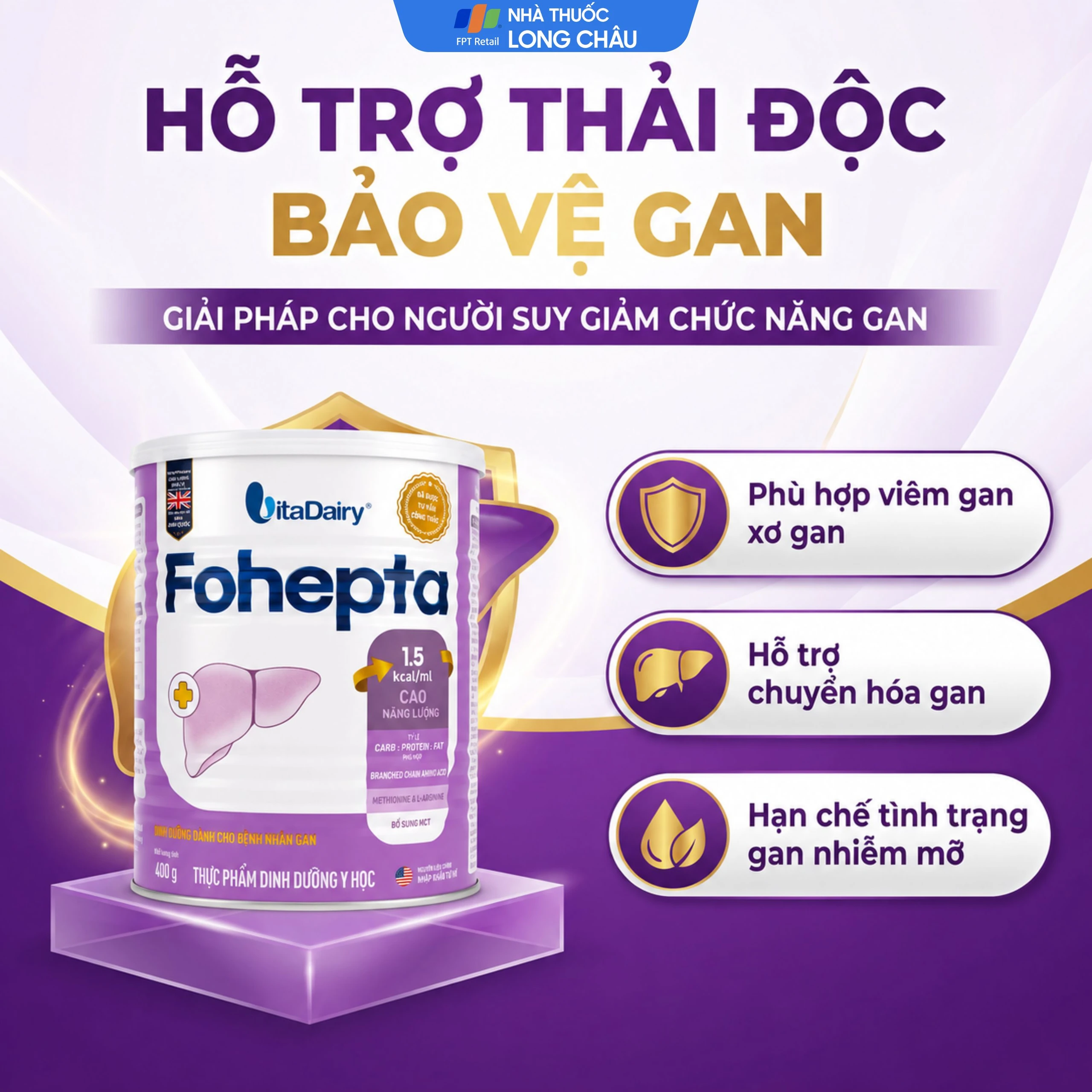 Sữa dinh dưỡng dành cho bệnh nhân gan Fohepta Vitadairy (400g) 3