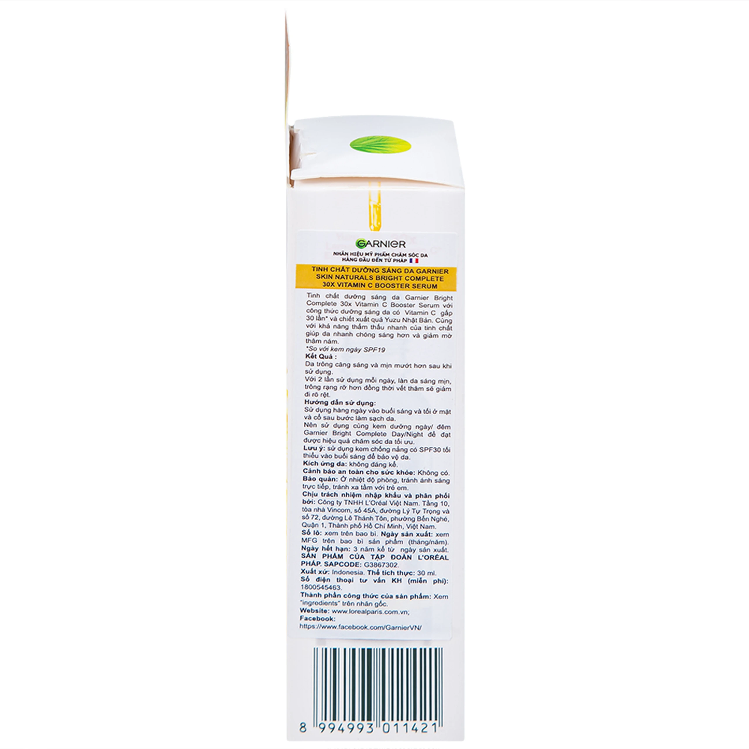 Tinh chất dưỡng sáng da, mờ thâm Garnier Skin Naturals Bright Complete 30x Vitamin C Booster Serum 30ml