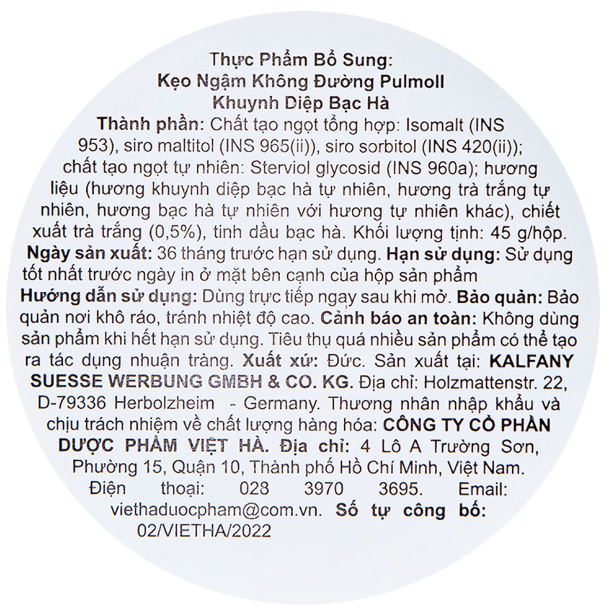 Kẹo Ngậm Không Đường Pulmoll Eucalyptus Menthol (45g)