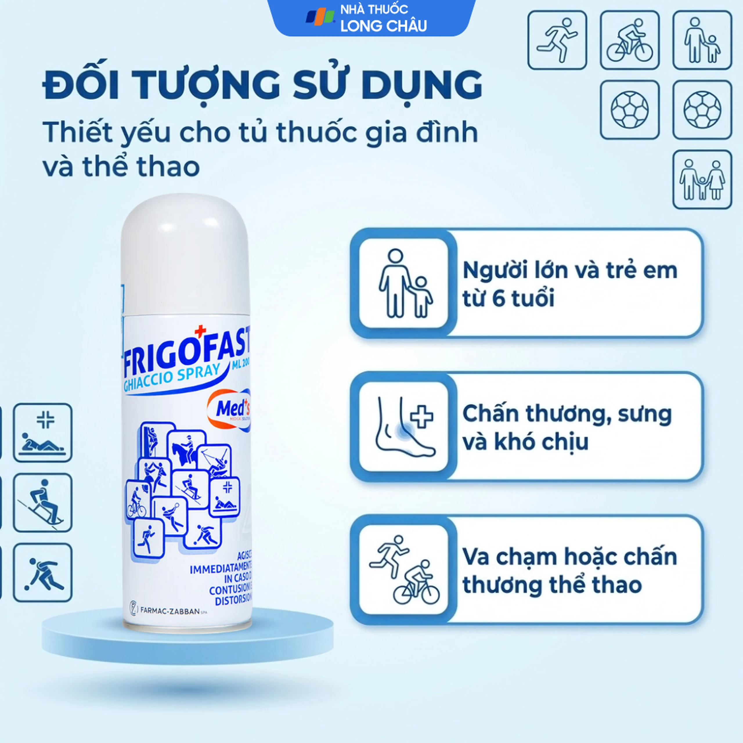 Chai xịt lạnh Frigofast Spray 200ml giúp giảm đau bong gân, căng cơ, giãn dây chằng 4