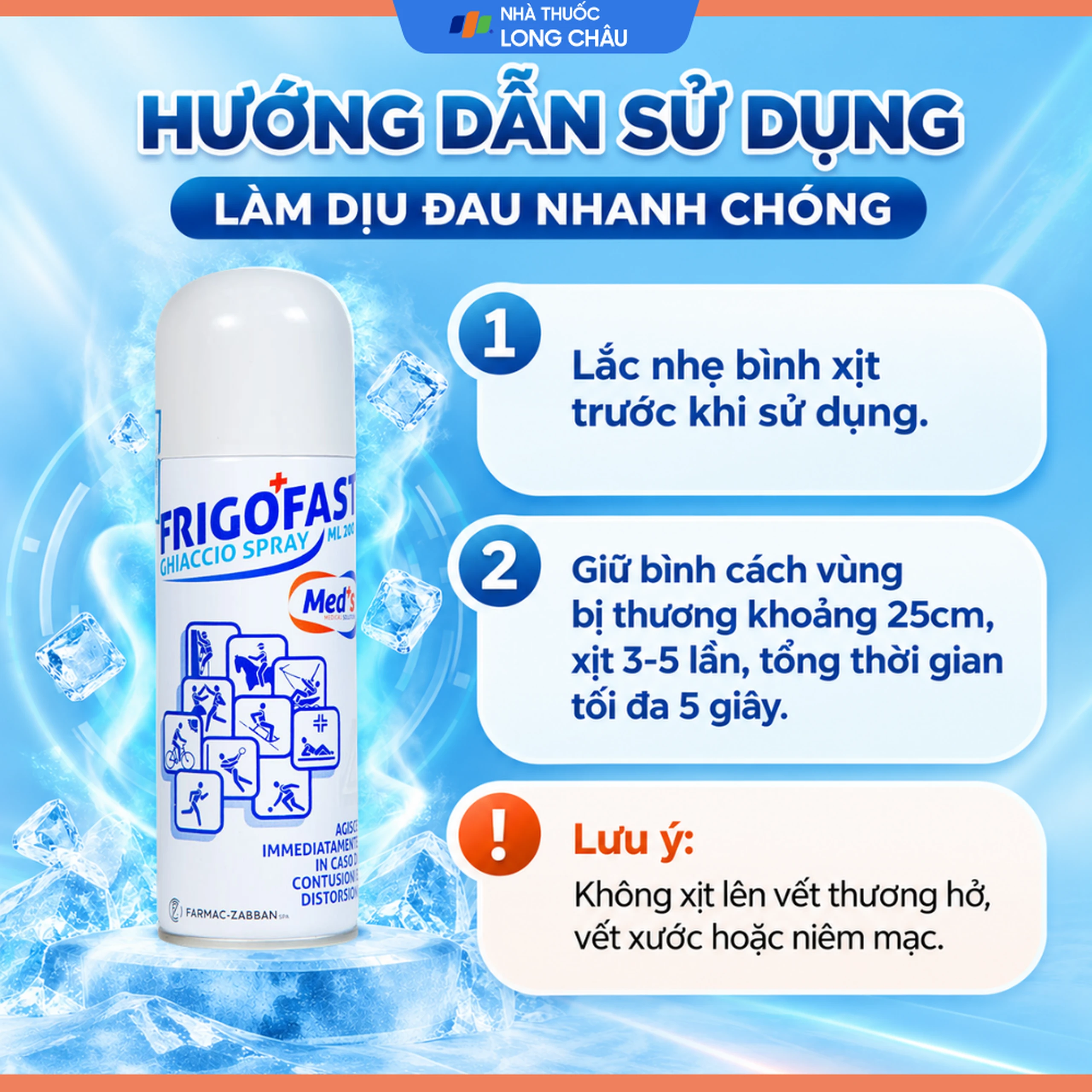 Chai xịt lạnh Frigofast Spray 200ml giúp giảm đau bong gân, căng cơ, giãn dây chằng 5
