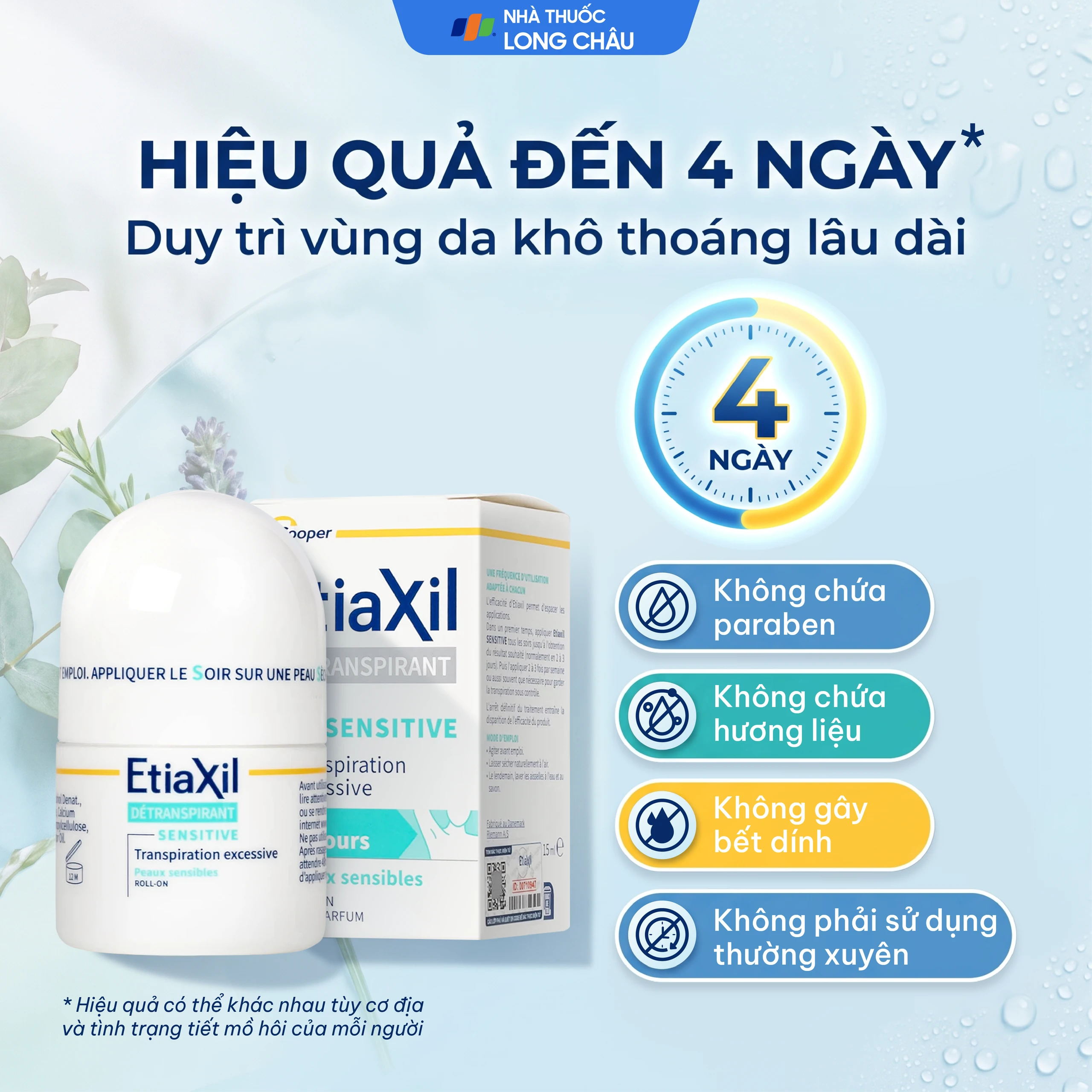 Lăn khử mùi cơ thể Etiaxil Detranspirant Aisselles Peaux Sensibles dành cho da nhạy cảm (15ml) 6