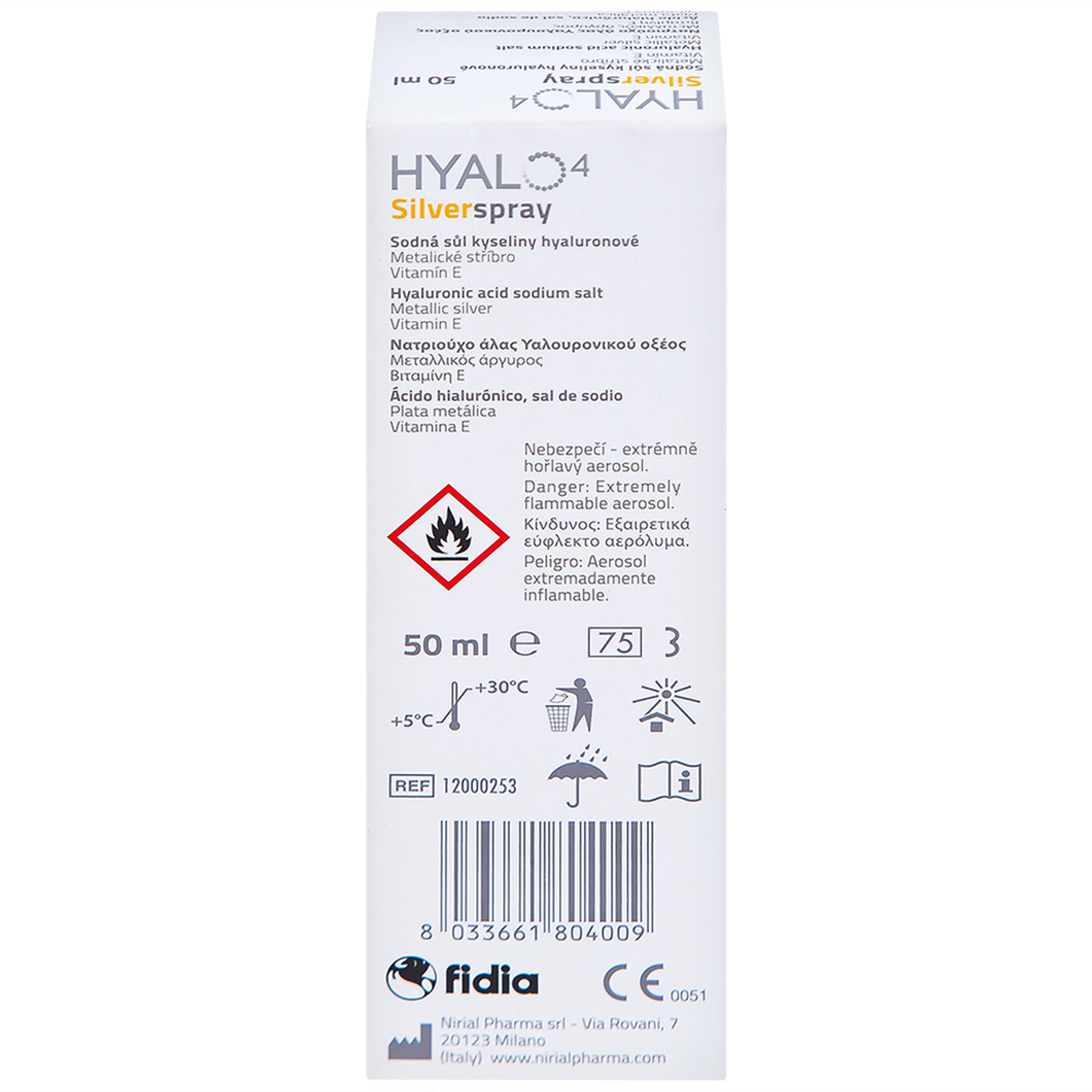 Xịt phủ vết thương, vết bỏng Hyalo4 Silver Spray 50ml giúp bảo vệ làm lành vết thương