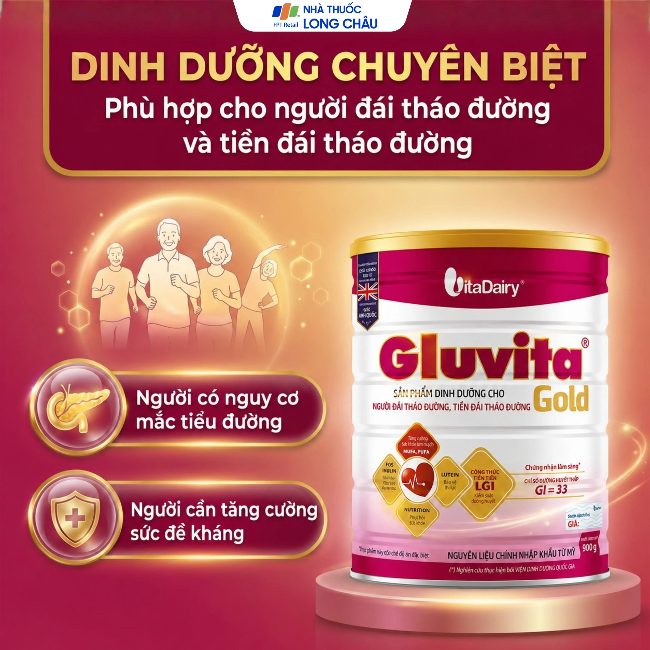 Sữa bổ sung dinh dưỡng cho người đái tháo đường Gluvita Gold Vitadairy (900g) 4
