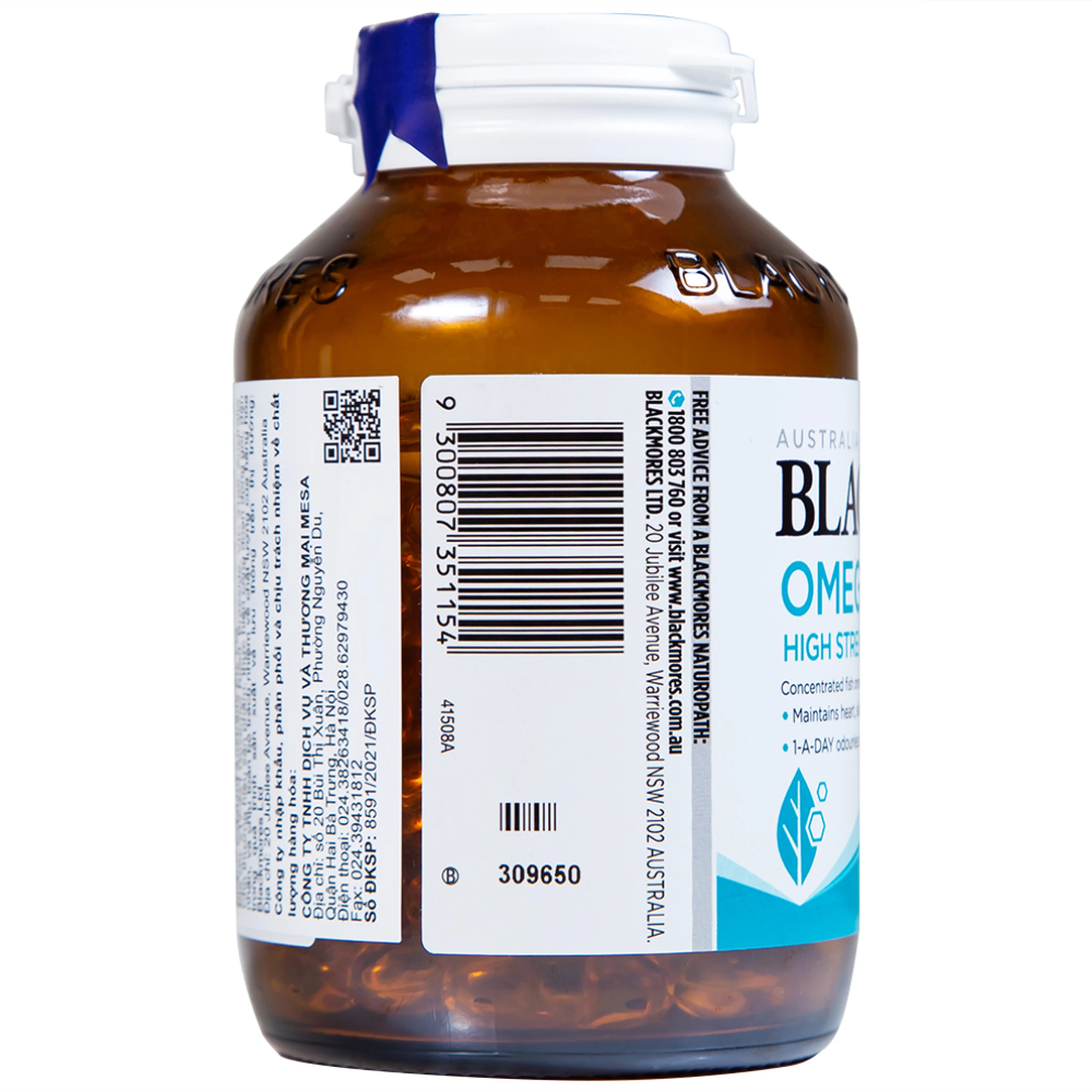 Viên hỗ trợ cho tim, mắt và da Blackmores Omega Double High Strength Fish Oil (90 viên)