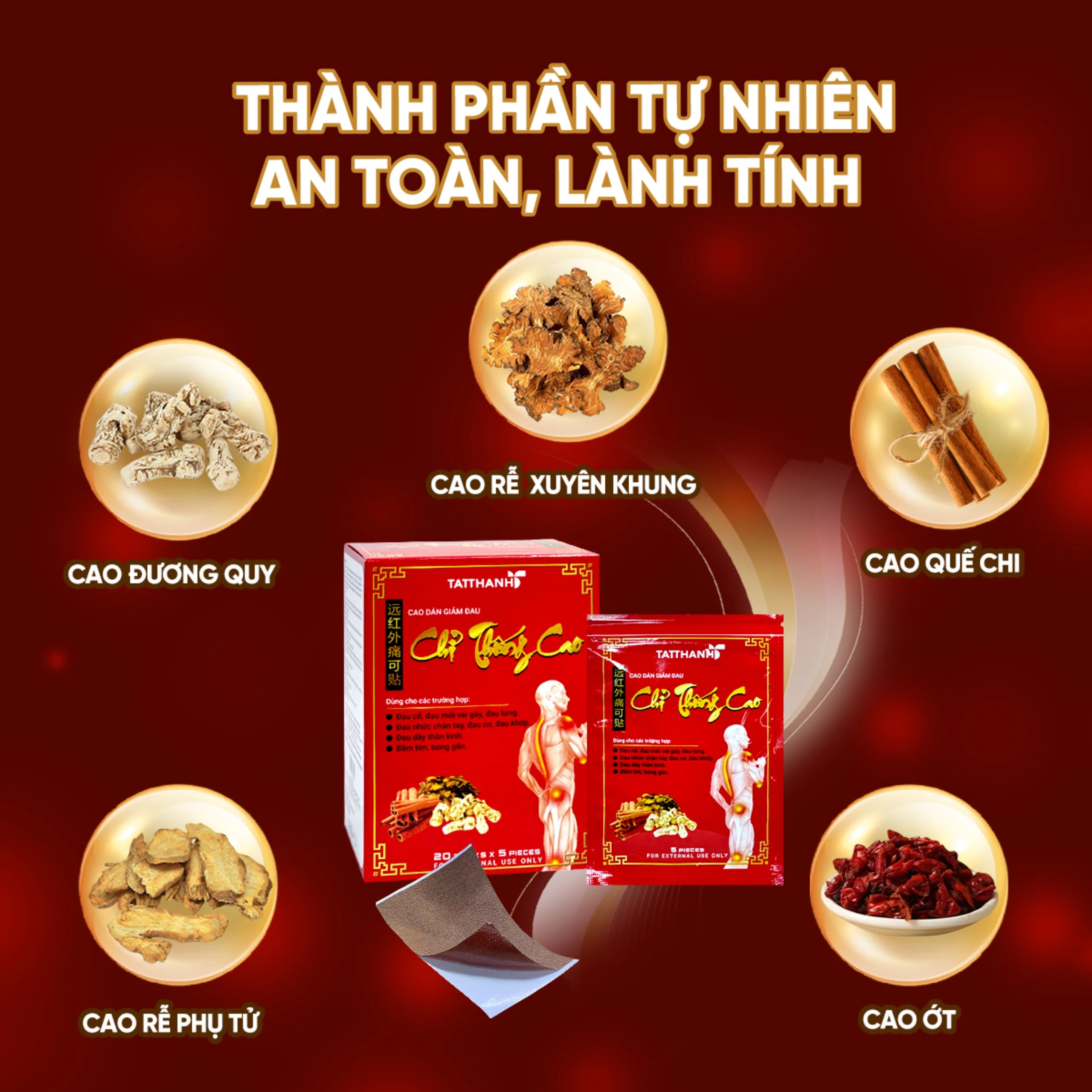 Cao dán giảm đau Chỉ Thống Cao giúp giảm đau cổ, đau mỏi vai gáy, đau lưng (20 gói) 4
