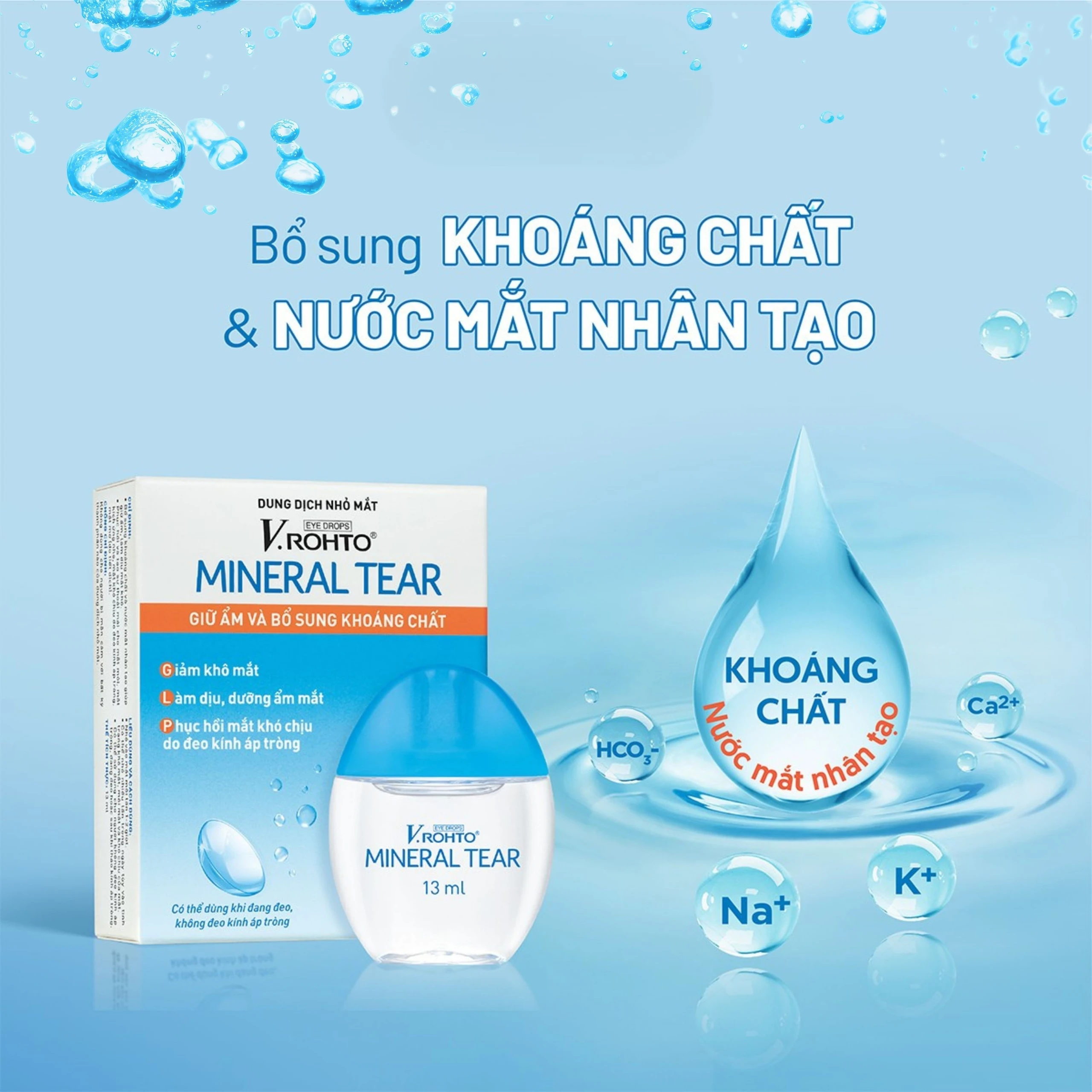 Nhỏ mắt V.Rohto Mineral Tear 13ml hỗ trợ dưỡng ẩm, bổ sung khoáng chất