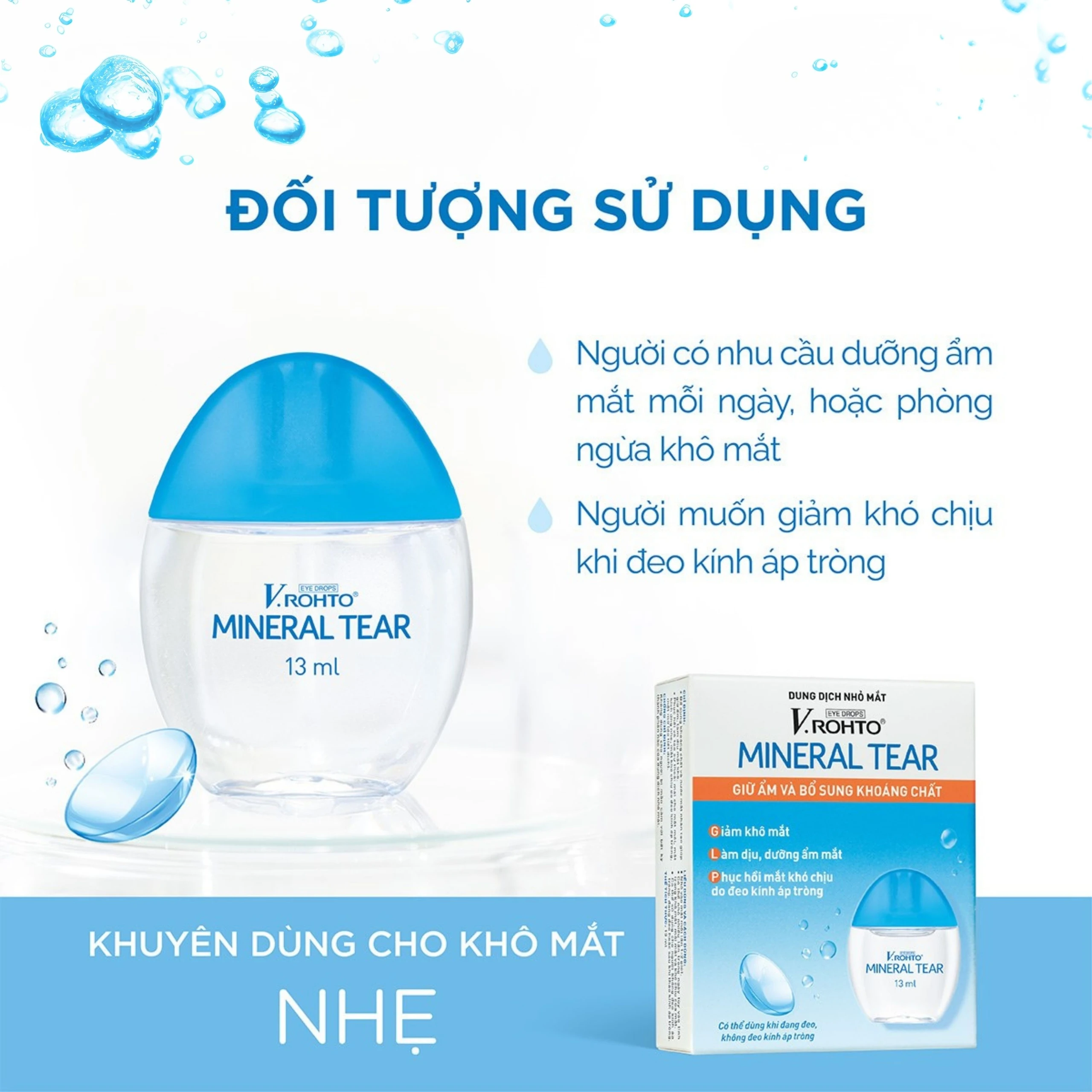 Nhỏ mắt V.Rohto Mineral Tear 13ml hỗ trợ dưỡng ẩm, bổ sung khoáng chất