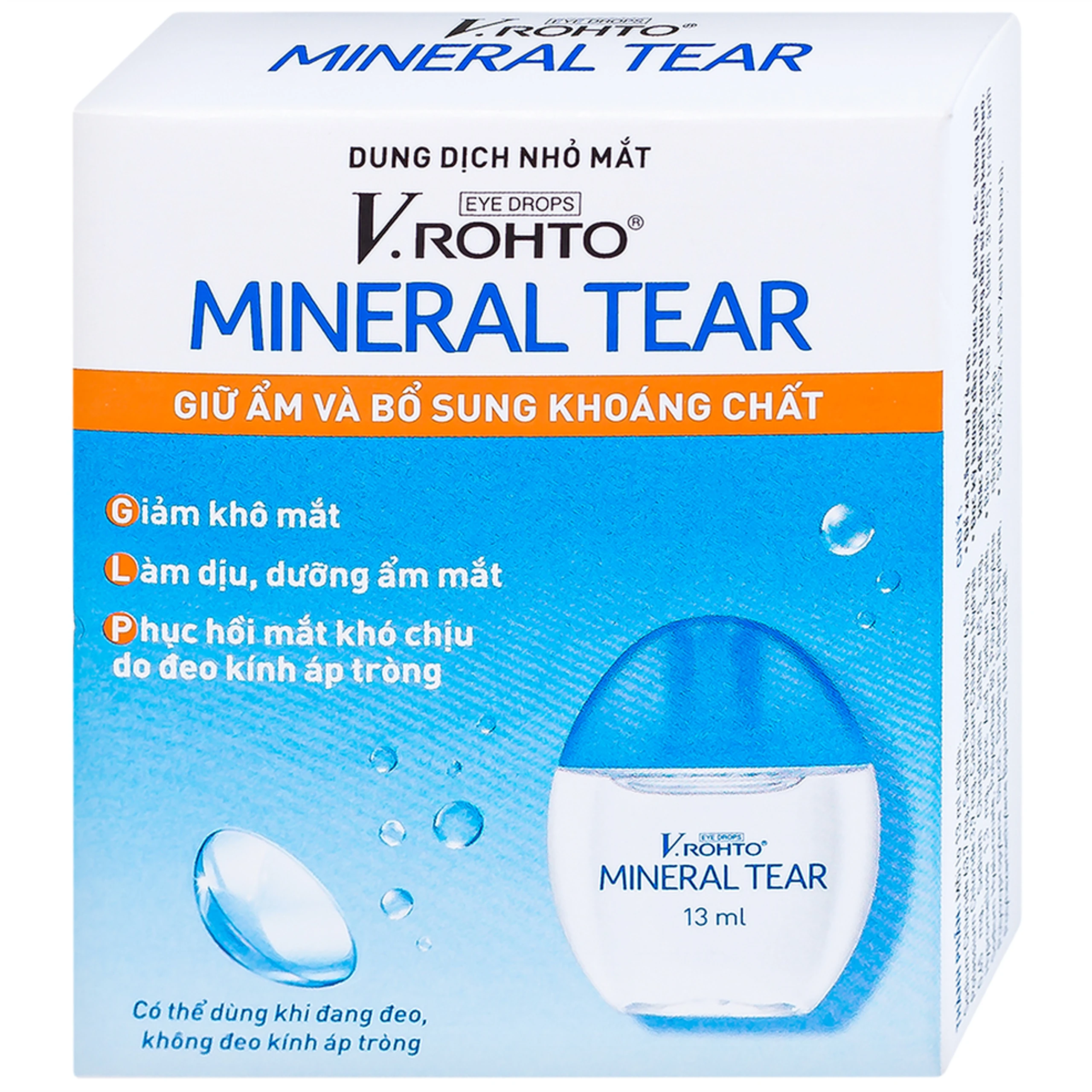 Nhỏ mắt V.Rohto Mineral Tear 13ml hỗ trợ dưỡng ẩm, bổ sung khoáng chất