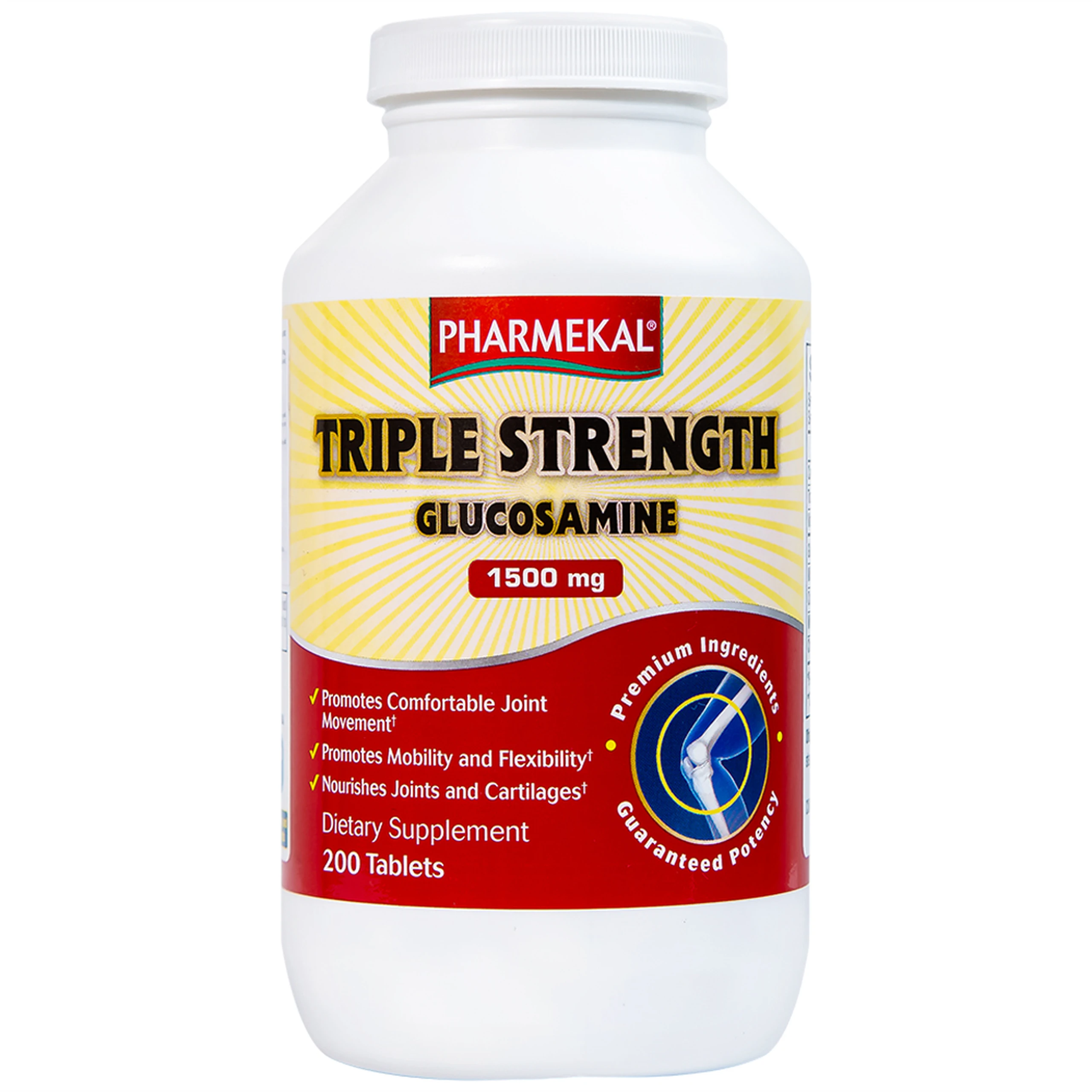 Viên uống hỗ trợ khớp, bổ sung dưỡng chất cho khớp Triple Strength Glucosamine 1500mg Pharmekal (200 viên)