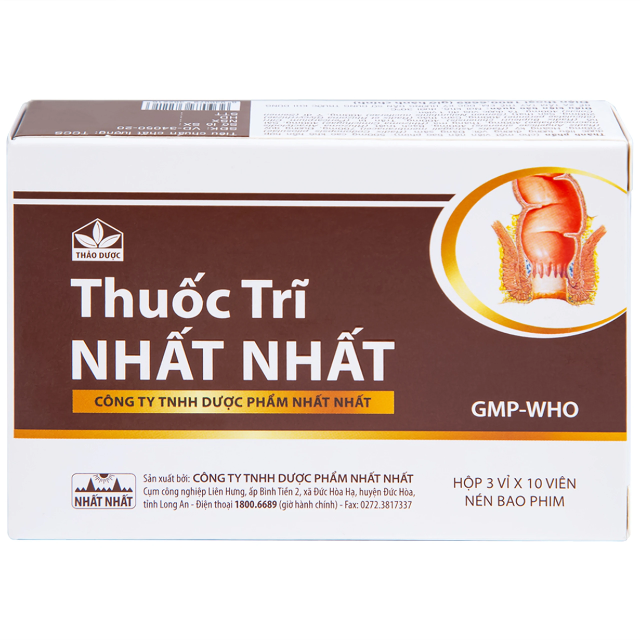 Thuốc Trĩ Nhất Nhất giảm đau rát hậu môn, làm bền vững thành mạch, điều trị các trường hợp trĩ cấp tính (3 vỉ x 10 viên)