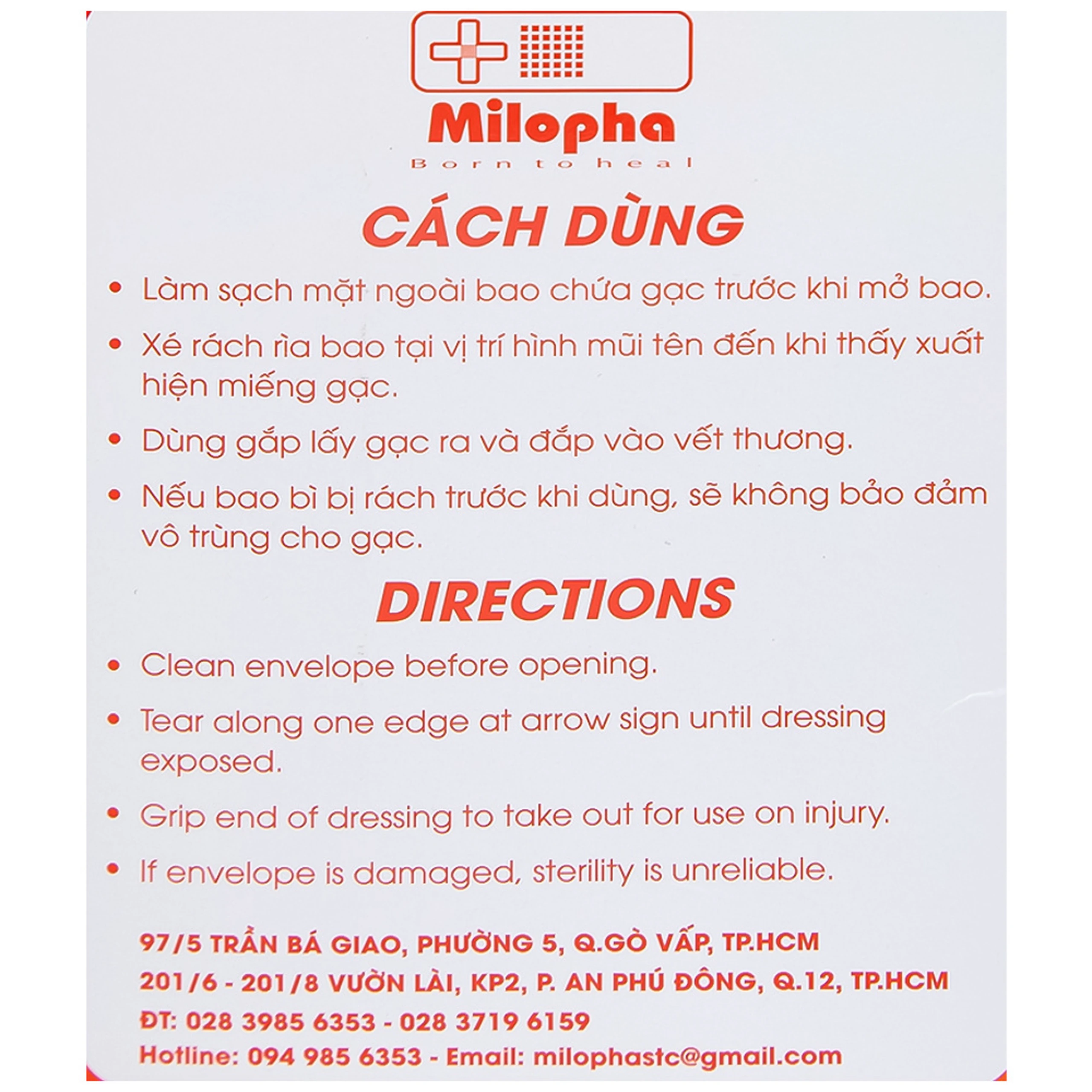 Gạc tiệt trùng Vaseline Milovas (10 miếng) sơ cứu vết thương, thấm máu và dịch tiết