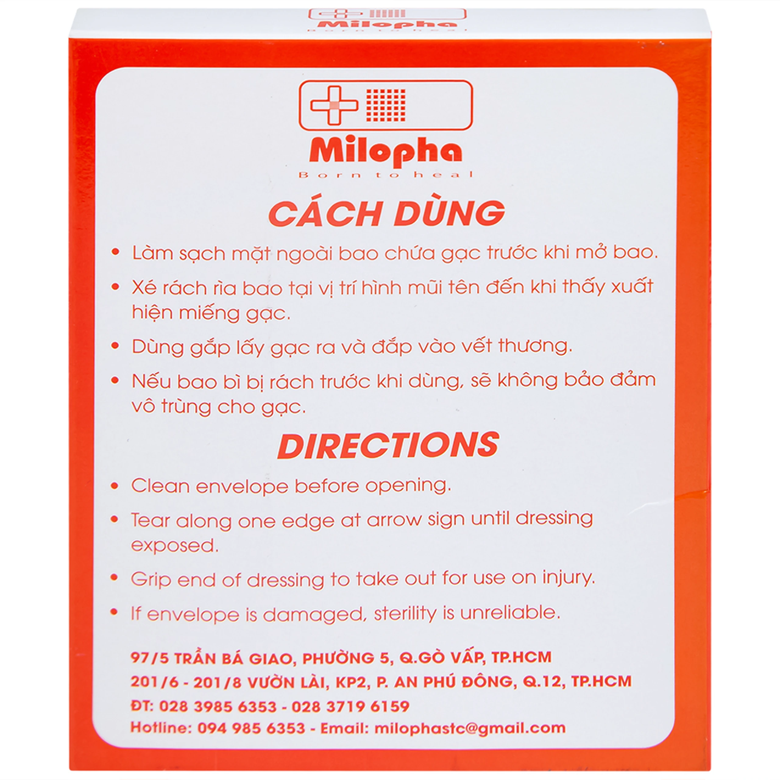 Gạc tiệt trùng Vaseline Milovas (10 miếng) sơ cứu vết thương, thấm máu và dịch tiết