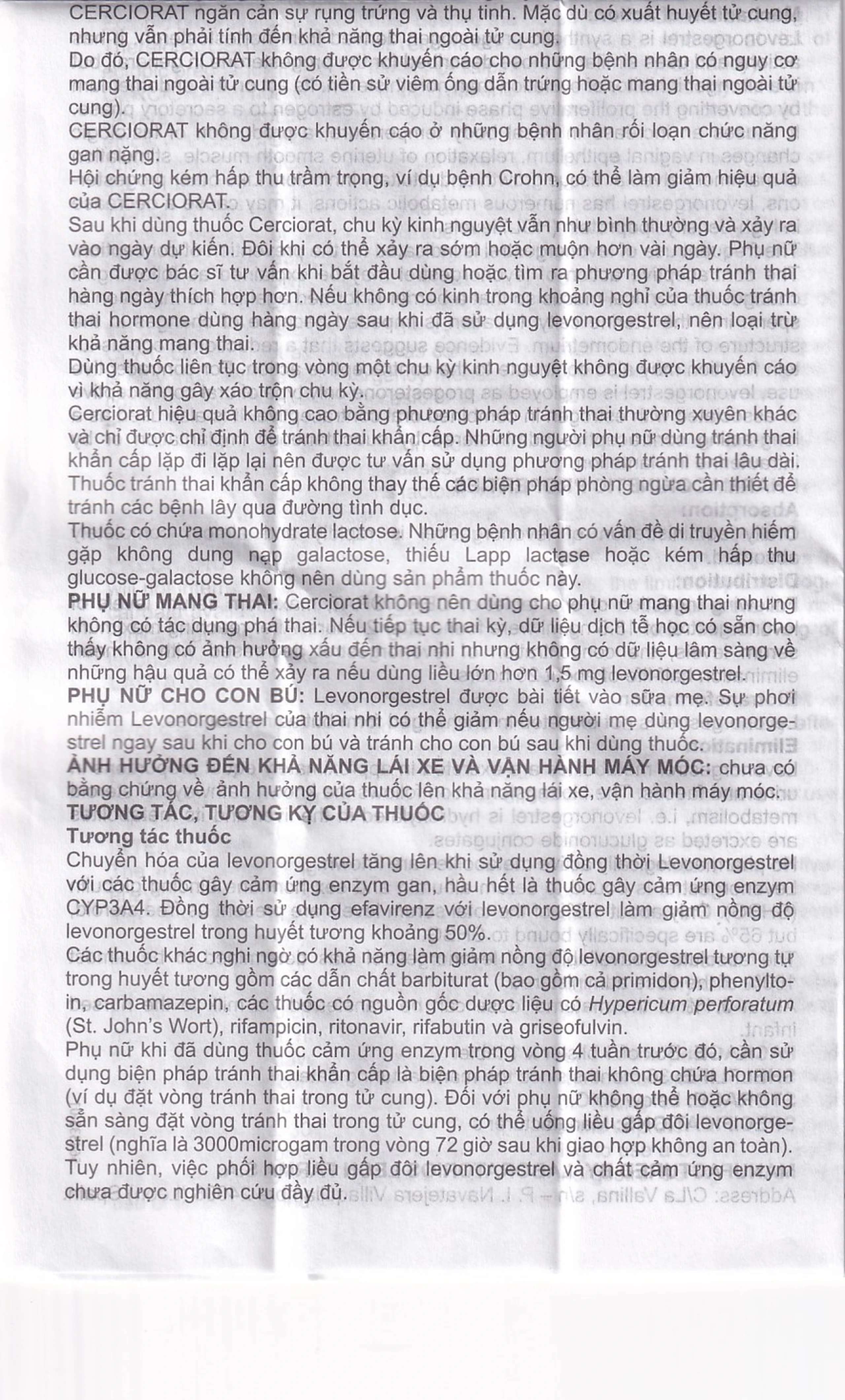 Thuốc tránh thai khẩn cấp Cerciorat 1.5mg Exeltis (1 viên)