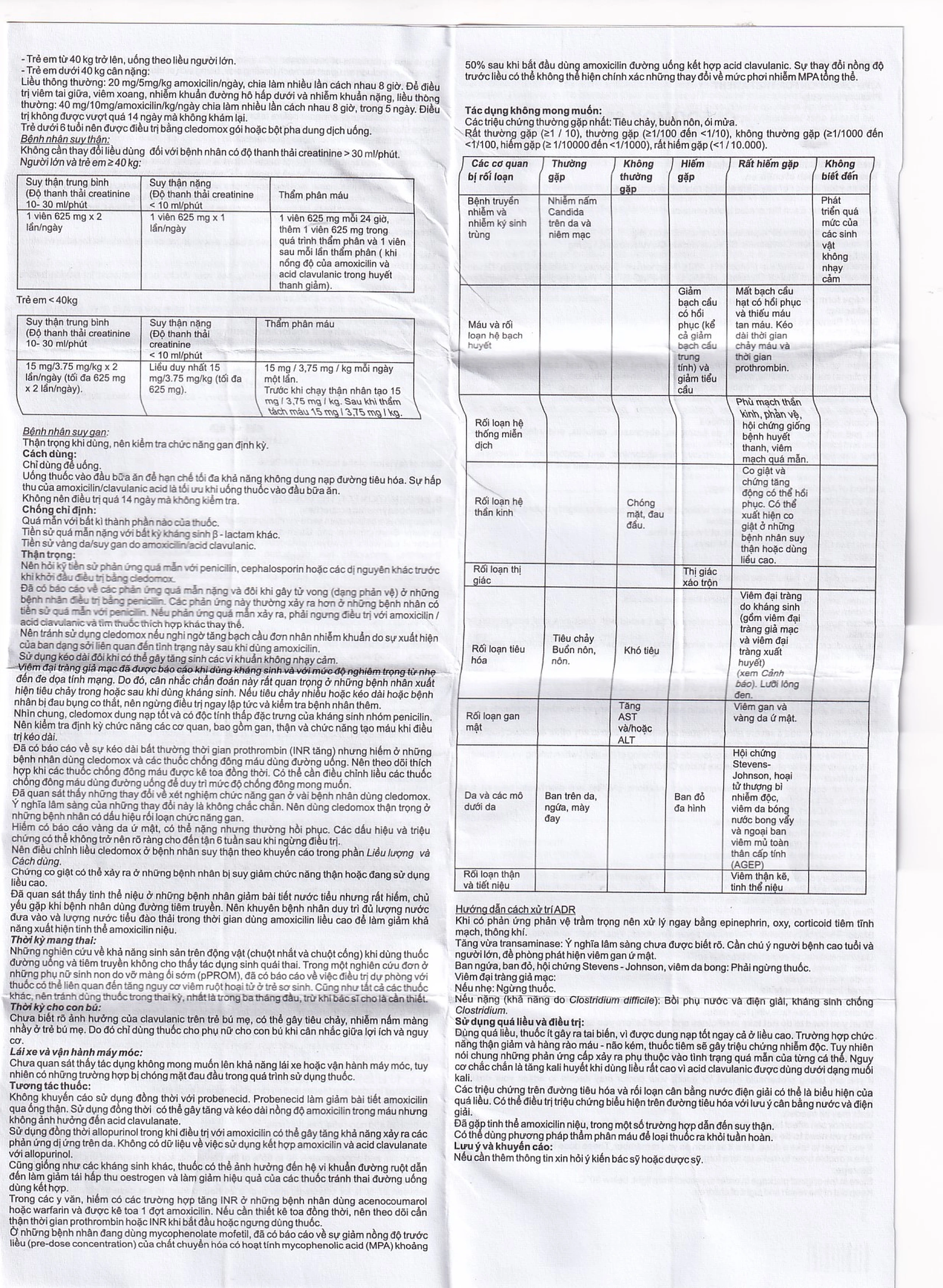 Thuốc Cledomox 625 Tenamyd điều trị các trường hợp nhiễm khuẩn (2 vỉ x 7 viên)