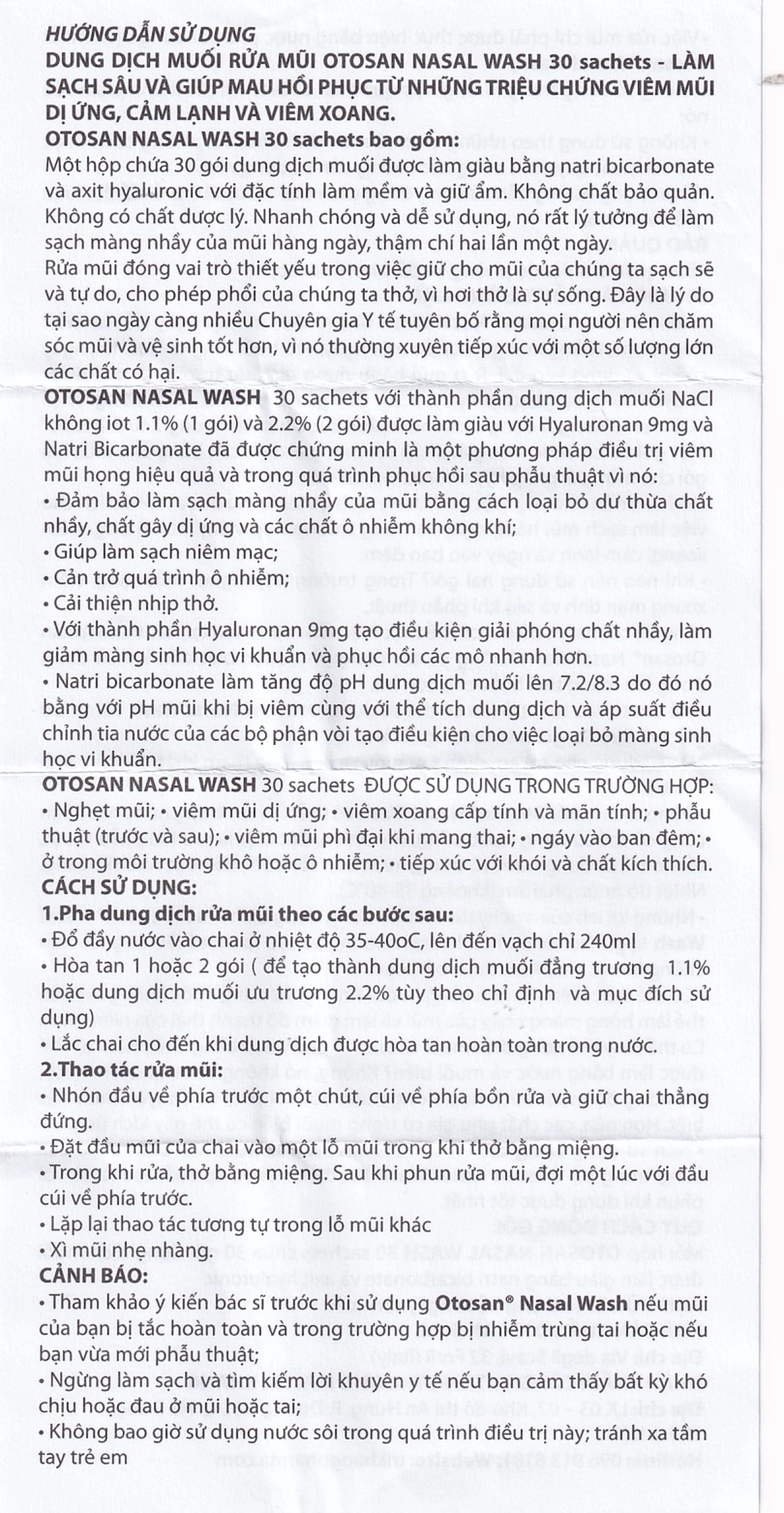 Bộ rửa mũi Otosan Nasal Wash Kit (30 gói) làm sạch sâu, ngừa viêm xoang, viêm mũi dành cho trẻ trên 6 tuổi