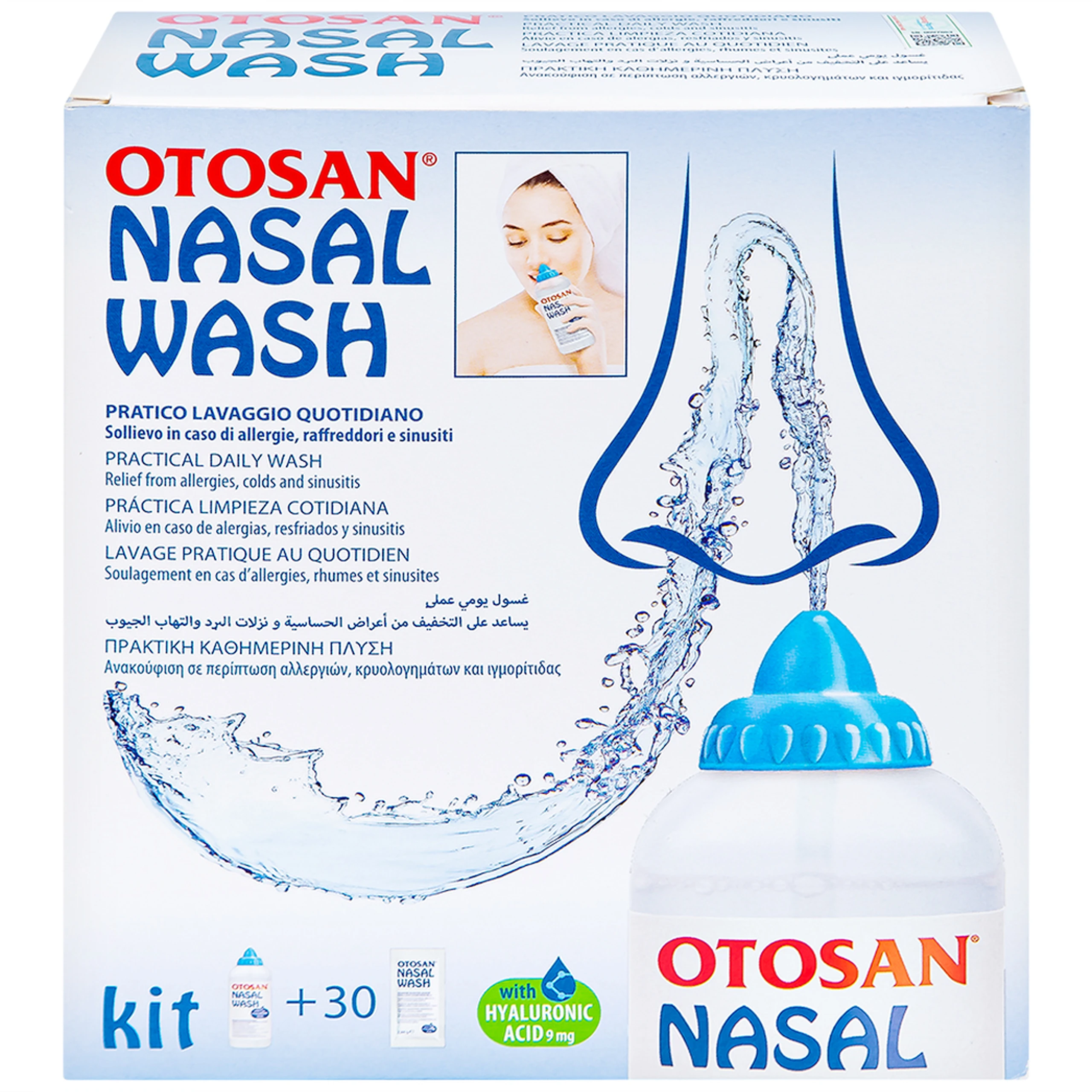 Bộ rửa mũi Otosan Nasal Wash Kit (30 gói) làm sạch sâu, ngừa viêm xoang, viêm mũi dành cho trẻ trên 6 tuổi