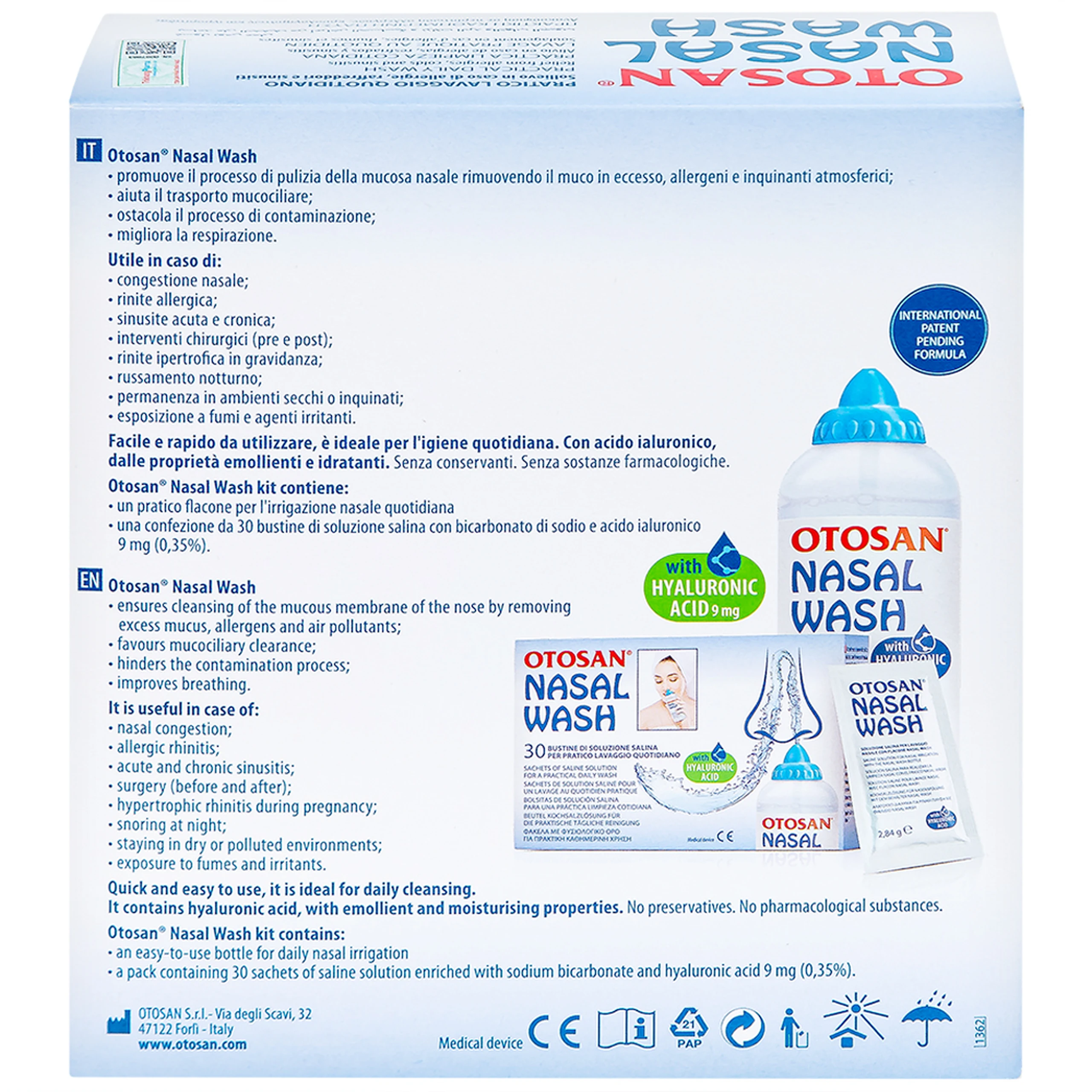 Bộ rửa mũi Otosan Nasal Wash Kit (30 gói) làm sạch sâu, ngừa viêm xoang, viêm mũi dành cho trẻ trên 6 tuổi