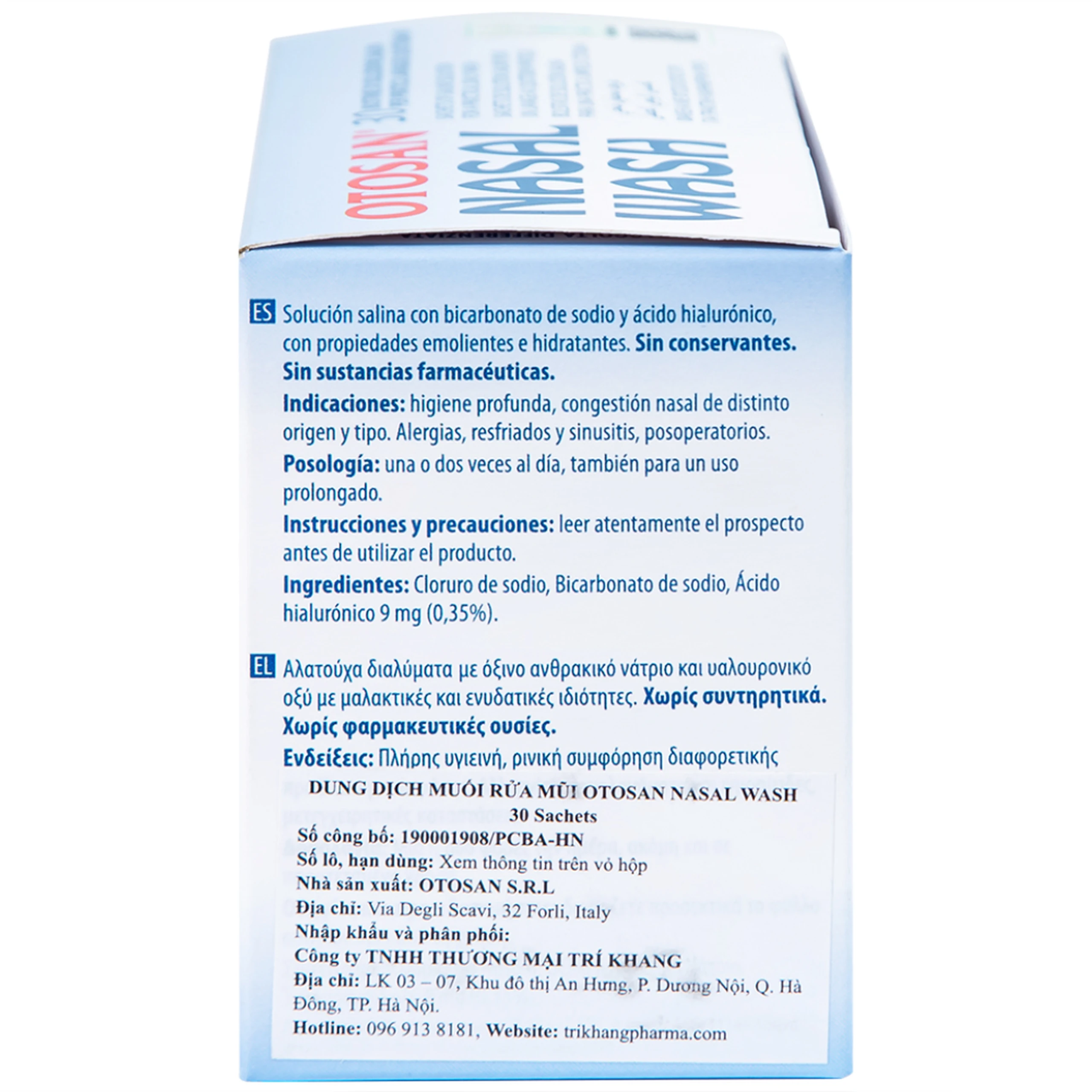 Muối rửa mũi xoang Otosan Nasal Wash (30 gói) làm sạch sâu, ngừa viêm xoang, viêm mũi dành cho trẻ từ 1 tuổi trở lên