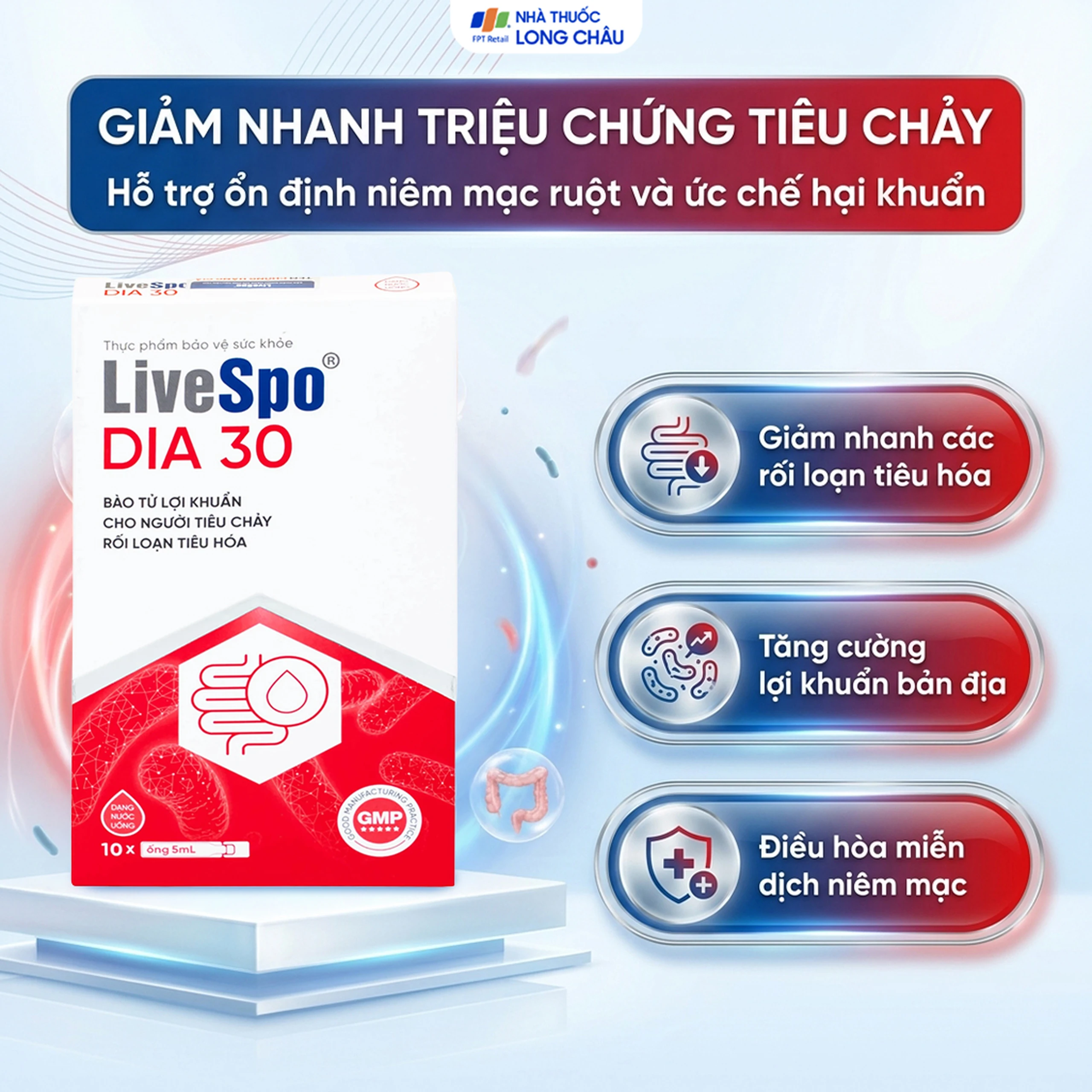 Bào tử lợi khuẩn cho người tiêu chảy cấp tính, rối loạn tiêu hoá Livespo DIA 30 (10 ống x 5ml) 4